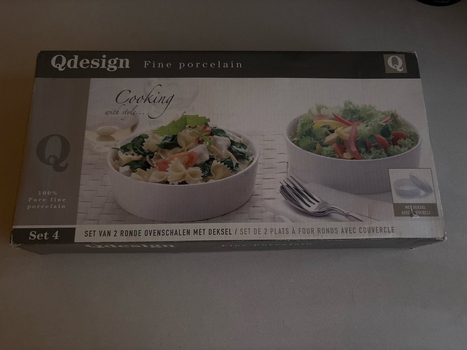 Qdesign Porseleinen Ovenschalen met Deksel - Set van 2, Ophalen, Nieuw, Steen/keramiek, Wit