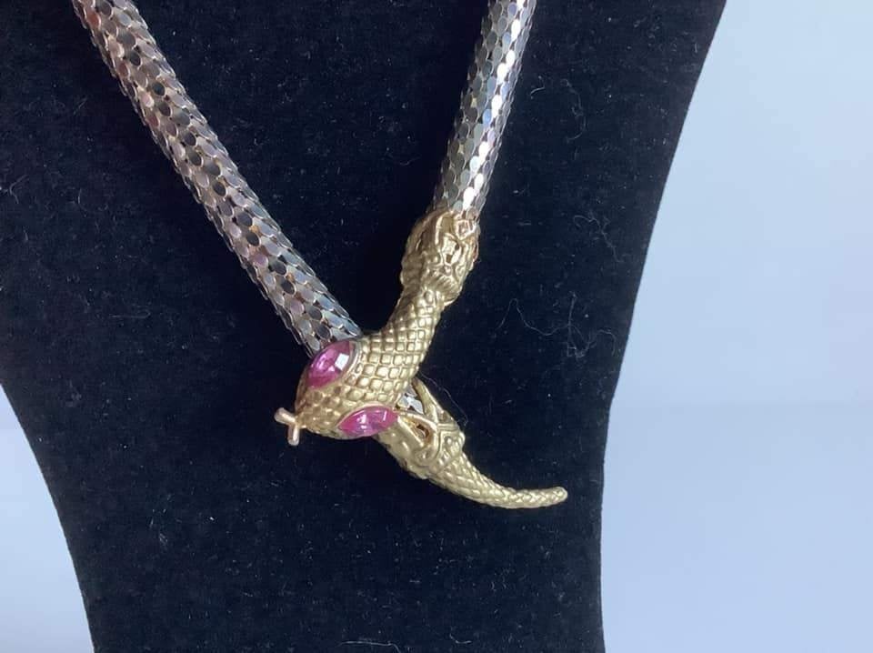 vintage slangenriem / collier in mesh, Overige materialen, Gebruikt, Ophalen of Verzenden, Zilver