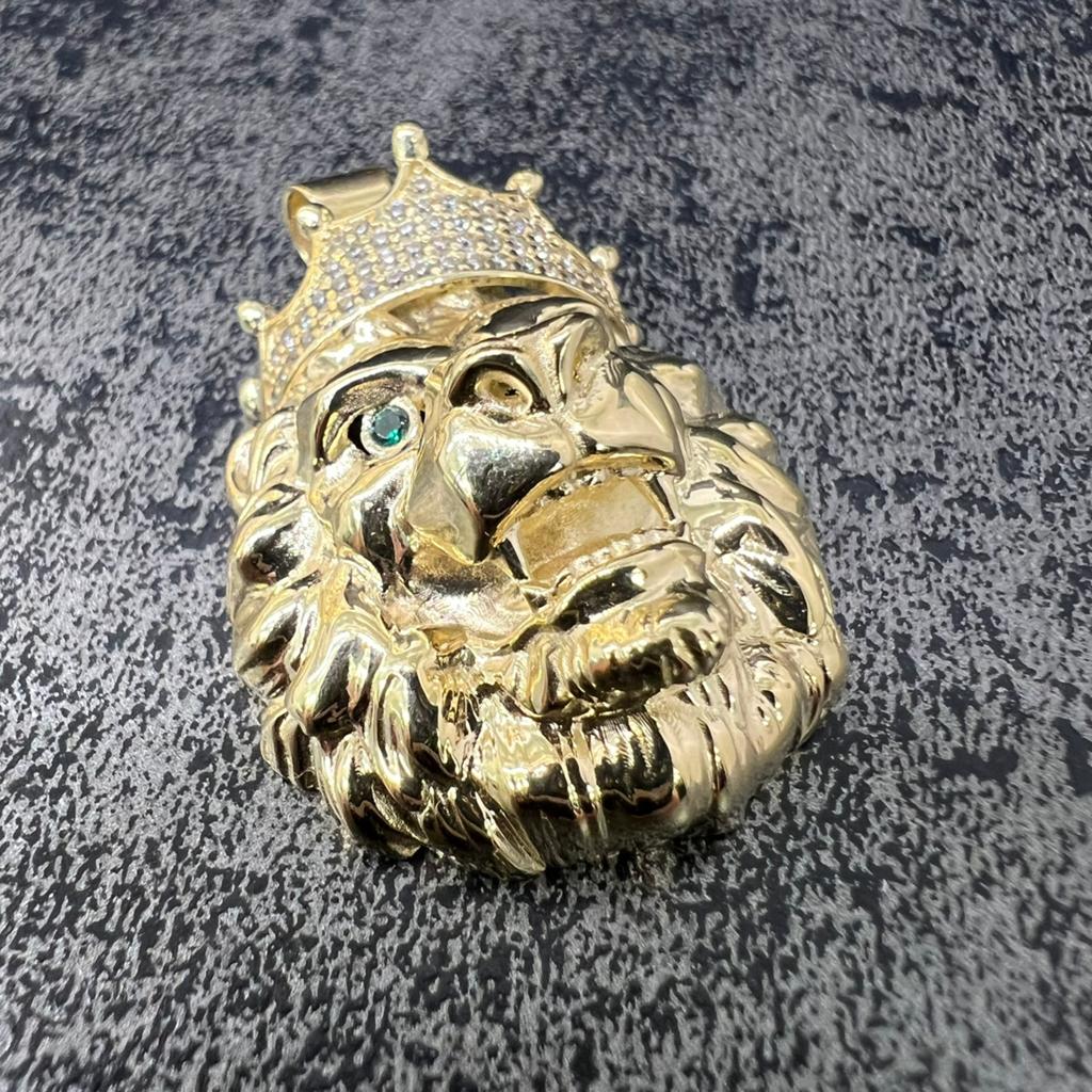 14 karaat gouden hanger leeuw kop model, Ophalen of Verzenden, Nieuw, Goud, Kruis of Symbool