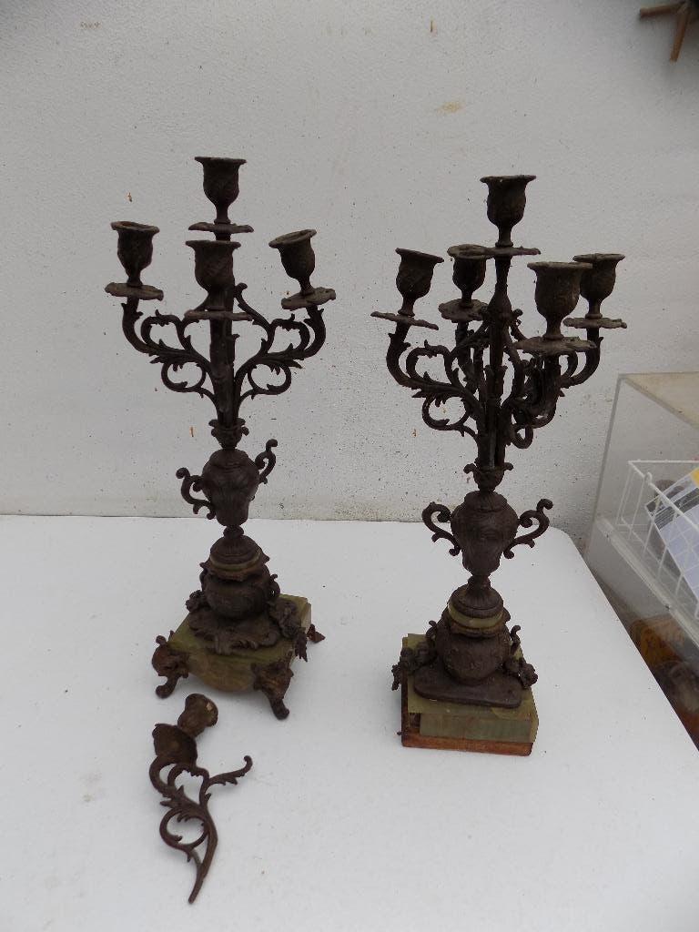 Kandelaar set frans antiek 19e eeuw brocante restauratie, Ophalen of Verzenden