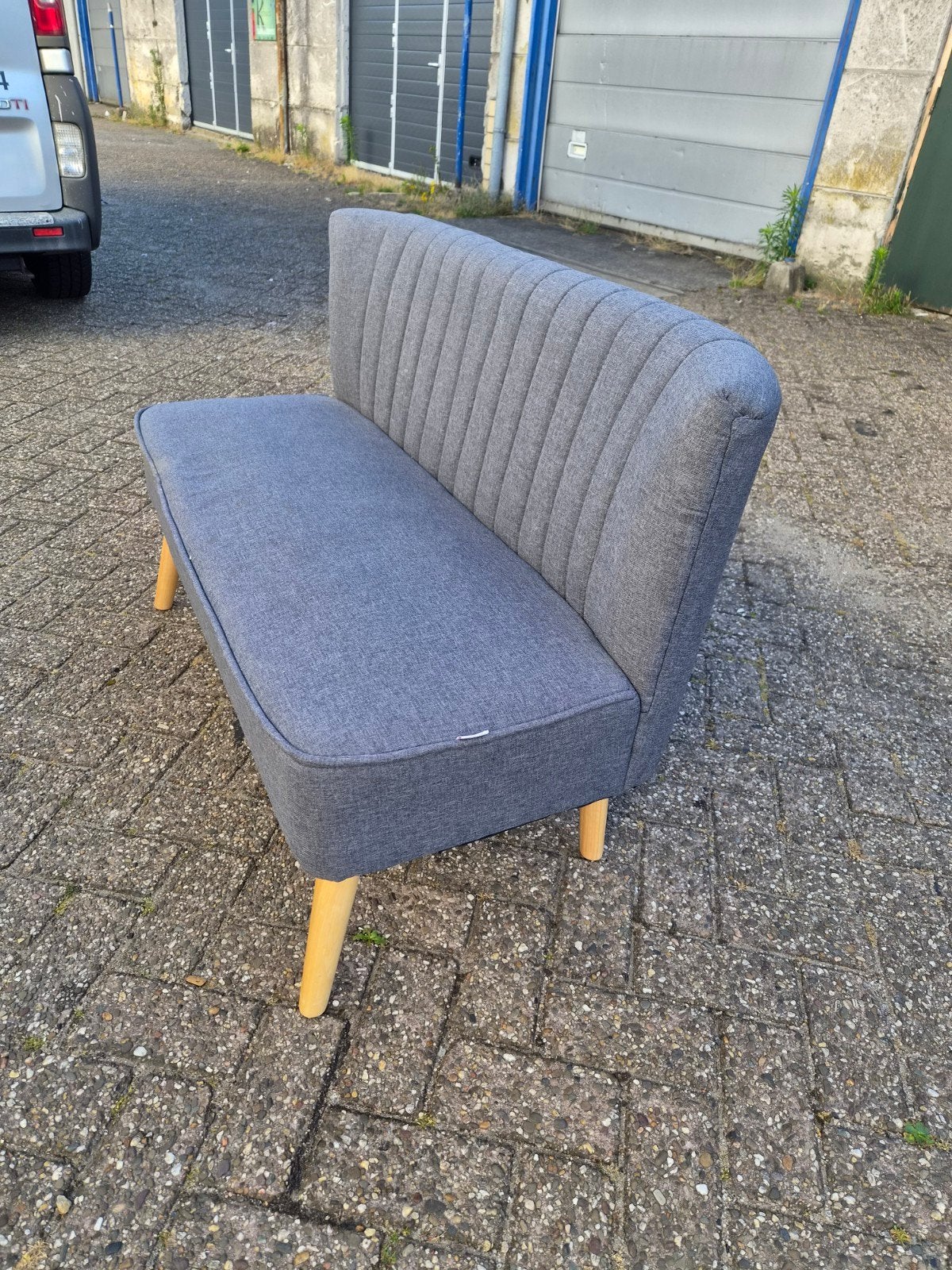 VidaXL 2-zits bankje grijs stof, Modern, Scandinavisch, 150 tot 200 cm, Tweepersoons, 75 tot 100 cm