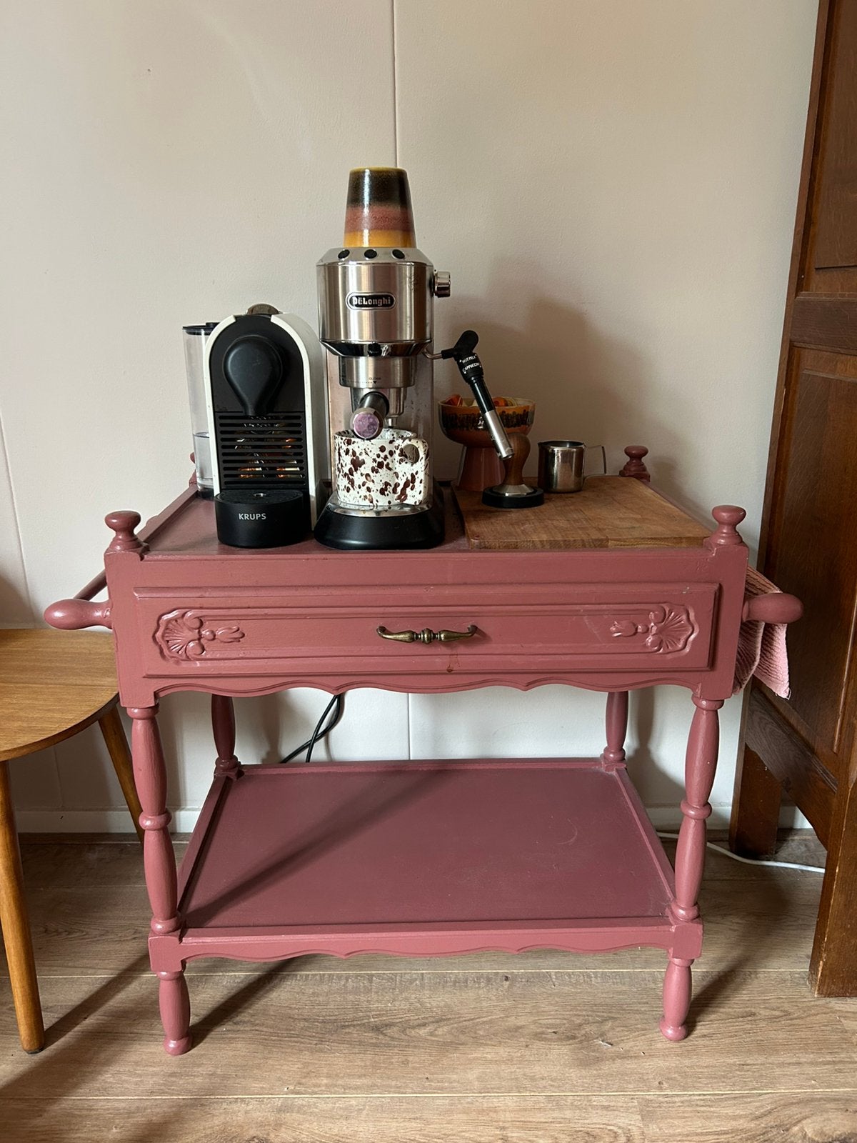 Roze side table/open kastje vintage, Ophalen, 50 tot 100 cm, Zo goed als nieuw, 25 tot 50 cm