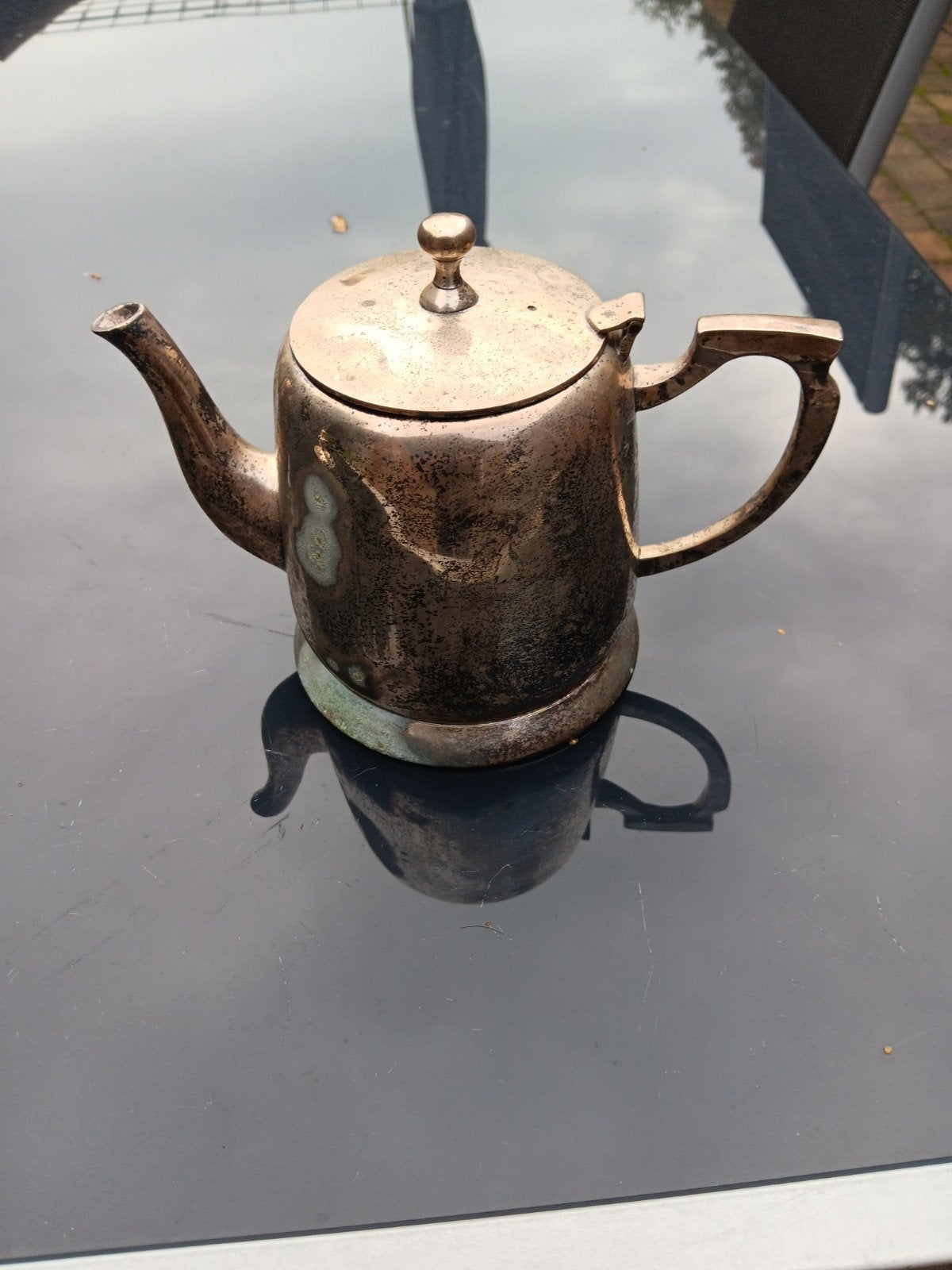 Antieke verzilverde theepot - Vintage decoratie, Ophalen of Verzenden, Zilver