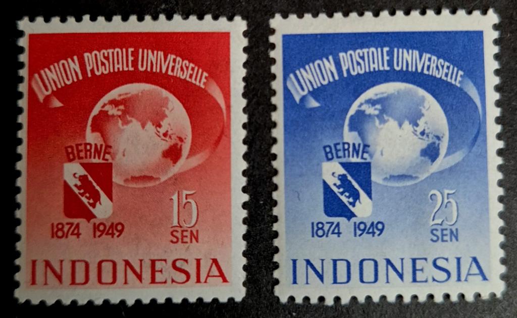 NVPH 372-373 Jubileumzegels Wereldpostvereniging., Ophalen of Verzenden