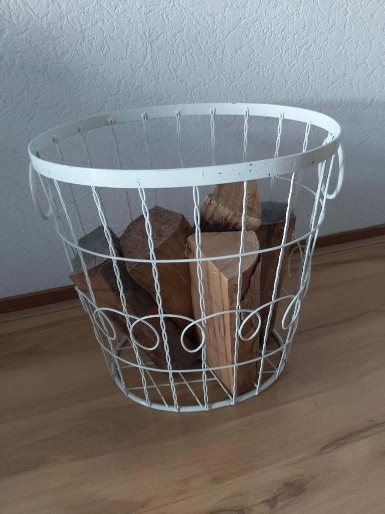 Stevige en decoratieve draadmand voor haardhout, Overige materialen, Gebruikt, Mand, Rond