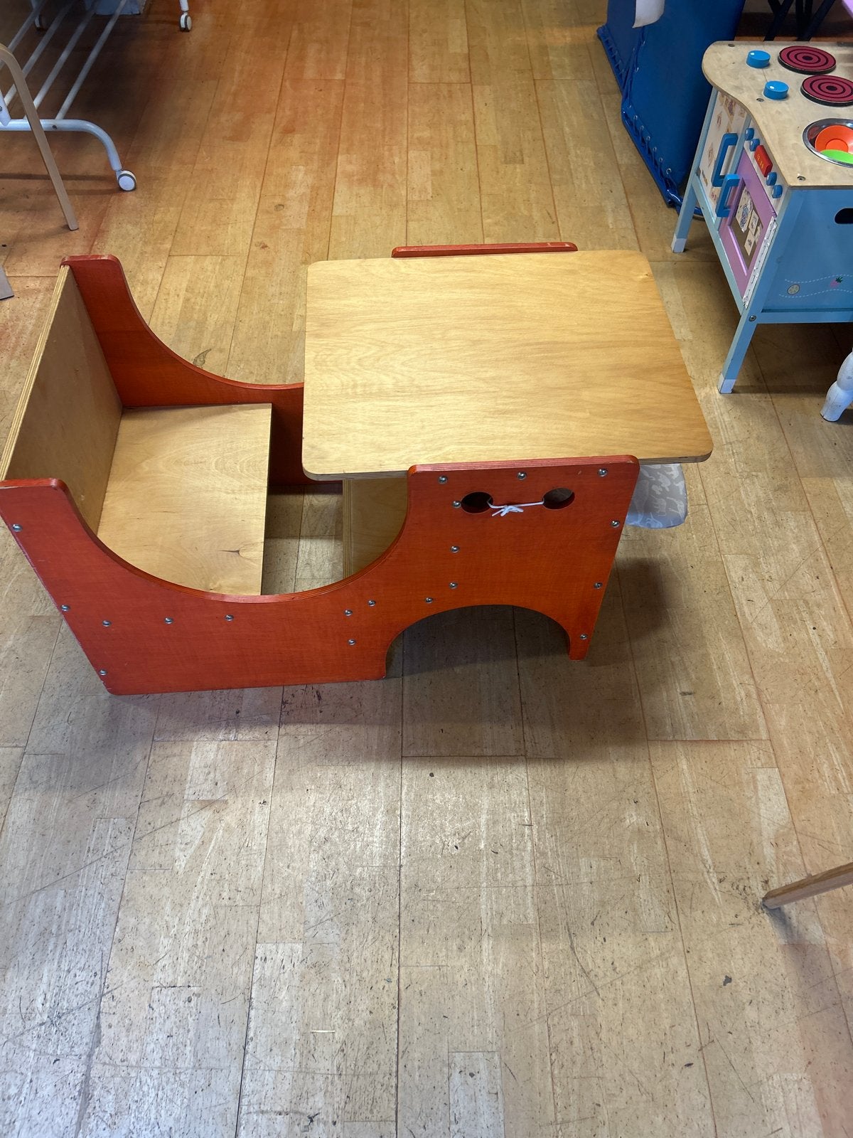 Vintage Pinguin Meegroeistoel - Houten Kinderstoel, Ophalen of Verzenden, Gebruikt, Meegroeistoel, Afneembaar eetblad