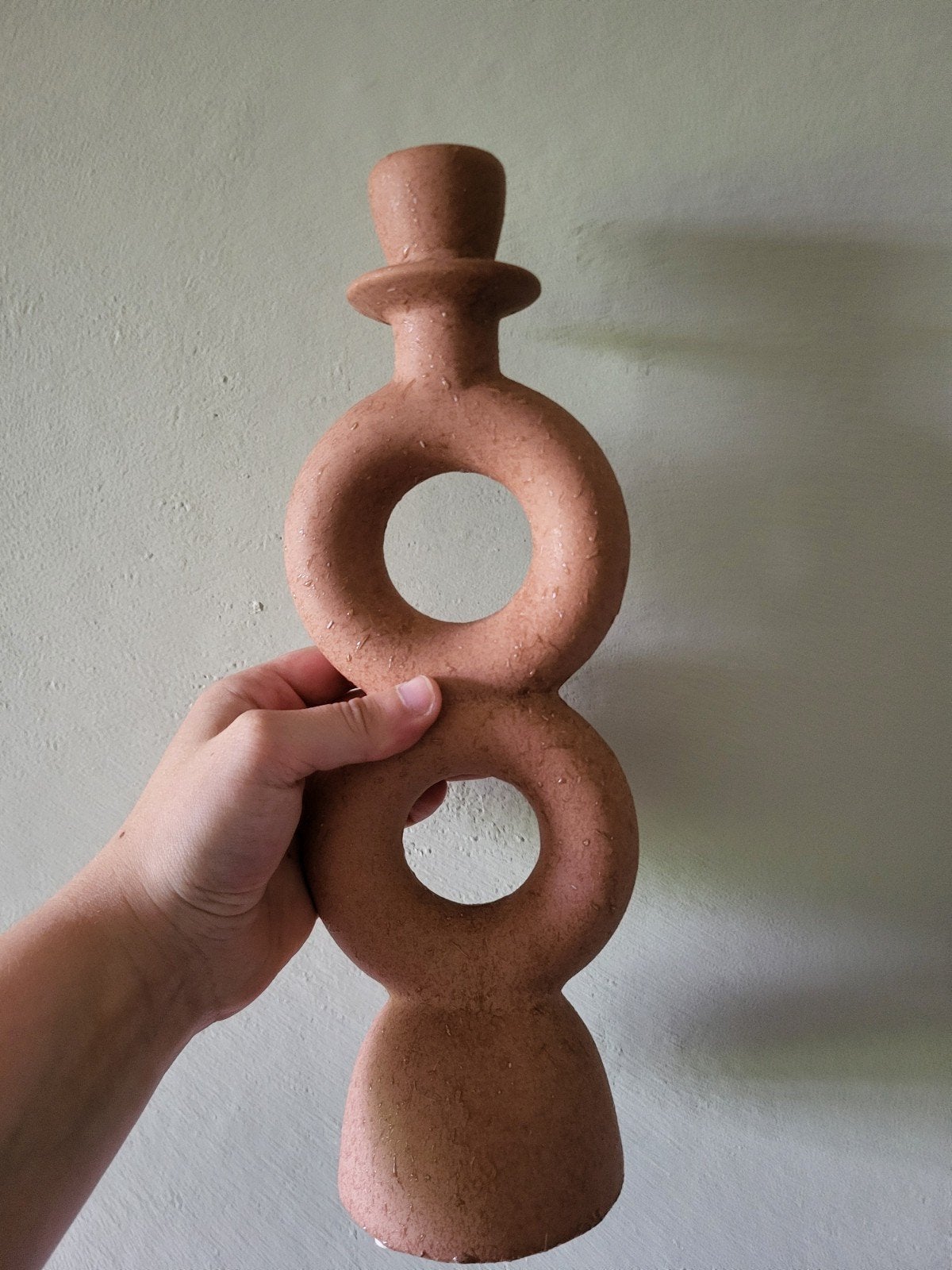 Unieke terracotta kandelaar - Handgemaakt design, Ophalen of Verzenden