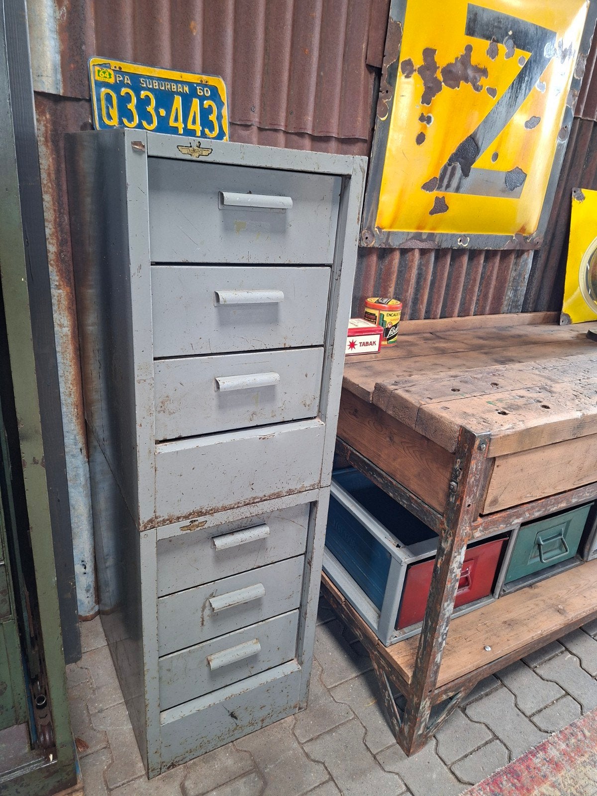 2 Stoere Industriële Ladekasten - Metaal, Huis en Inrichting, Kasten | Ladekasten, Ophalen, Minder dan 50 cm, Gebruikt, 5 laden of meer