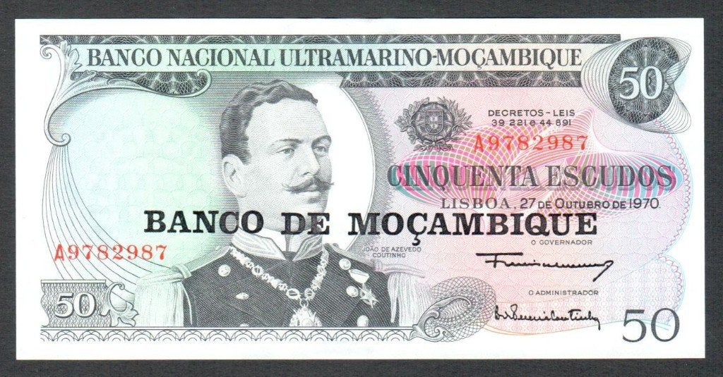 Bankbiljet - Mozambique 50 Escudos 1970 - UNC, Postzegels en Munten, Ophalen of Verzenden, Overige landen, Los biljet