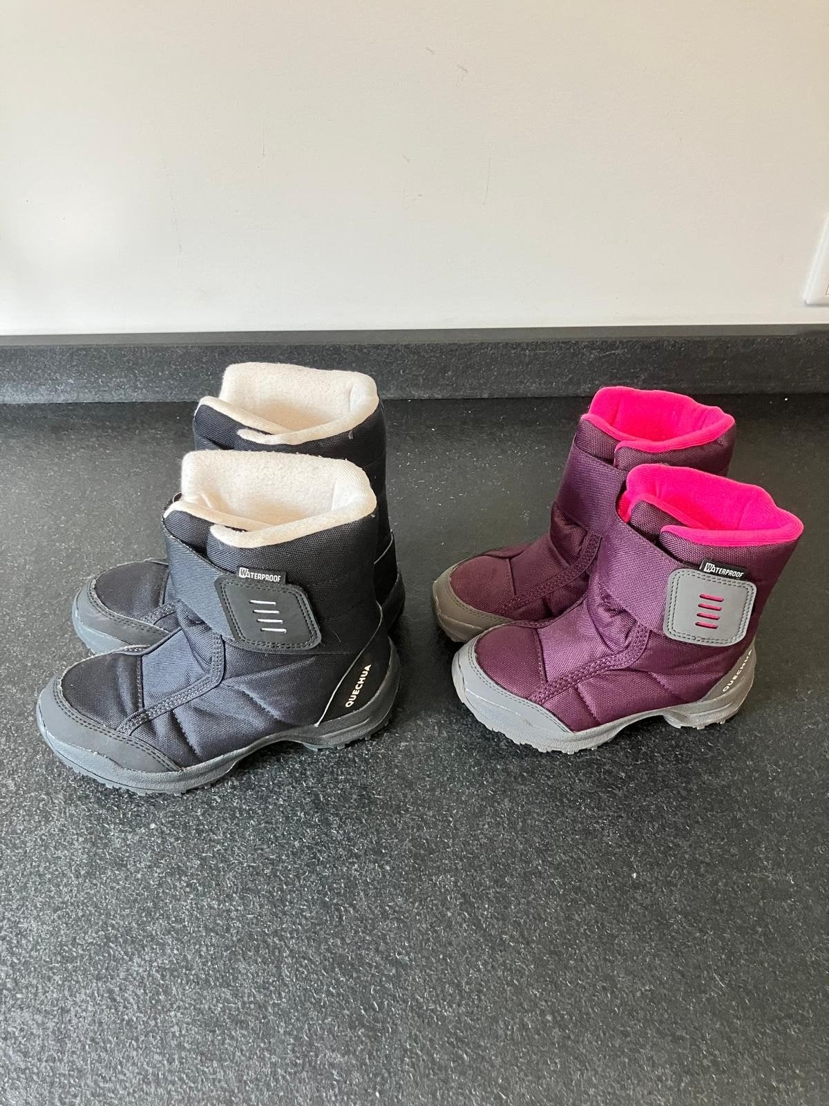 Twee paar snowboots, paars (mt 27) en zwart (mt 32), Quechua, Jongen of Meisje, Ophalen of Verzenden, Laarzen