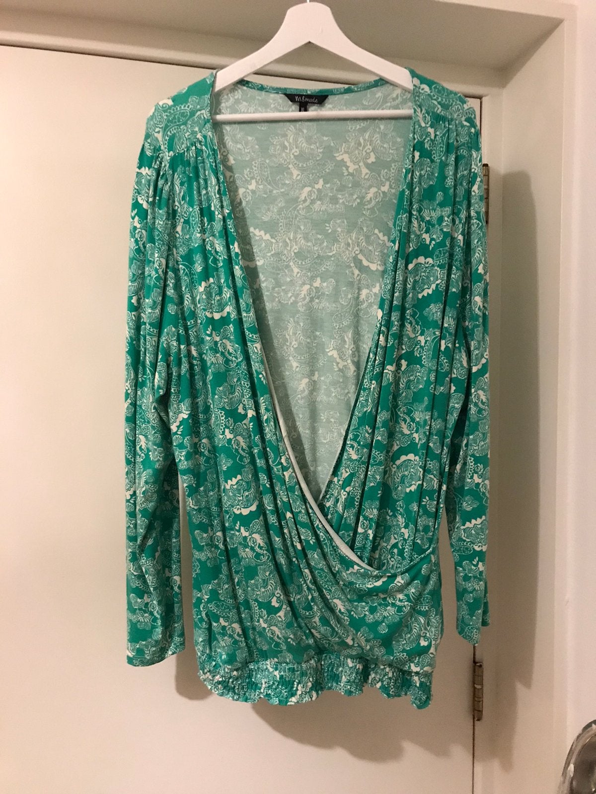 MS Mode groen vaste wikkeltop stretch print XL, Verzenden, Shirt of Top, Zo goed als nieuw, Ms mode