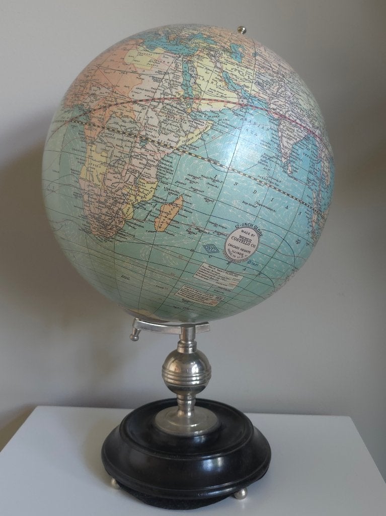 Luxe 12-Inch Wereldbol 1921–Weber Costello (Auth. Models), Ophalen of Verzenden