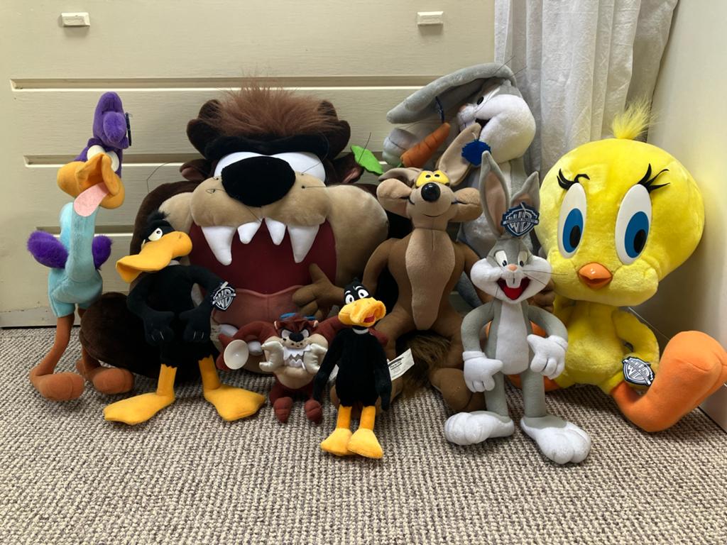 Originele Looney Tunes knuffels jaren '90/'00 met emblemen, Overige karakters, Overige typen, Ophalen of Verzenden, Met label