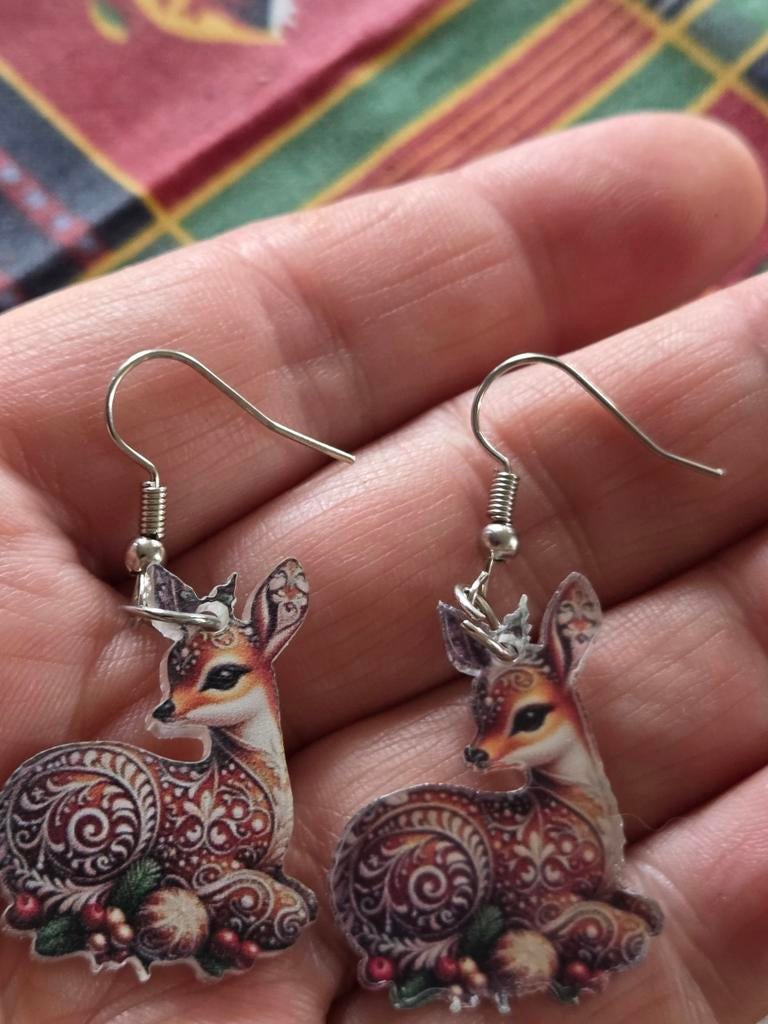 Leuke Herten Oorbellen - Kerstmis/Winter, Ophalen of Verzenden, Nieuw, Bruin, Hangers