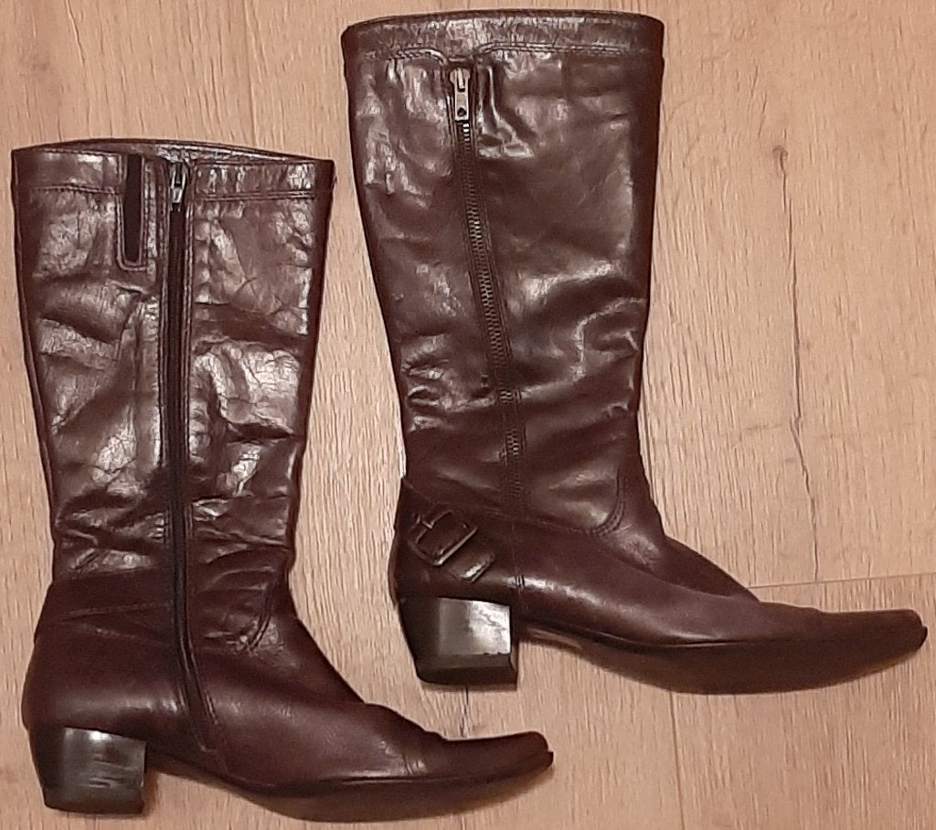 👢Preloved: Handgemaakte italiaanse lederen laarzen🏷️€25-, Kleding | Dames, Schoenen, Hoge laarzen, Overige kleuren, Handmade