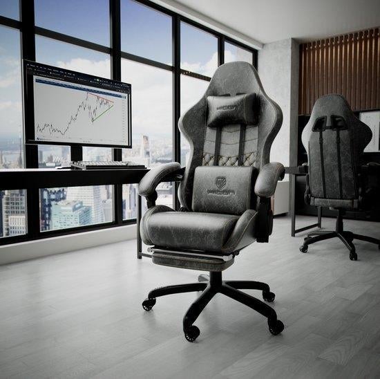 Gamestoel-Bureaustoel-Ergonomische met Voetsteun-Grıjs, Huis en Inrichting, Bureaustoelen, Ophalen, Gaming bureaustoel, Nieuw