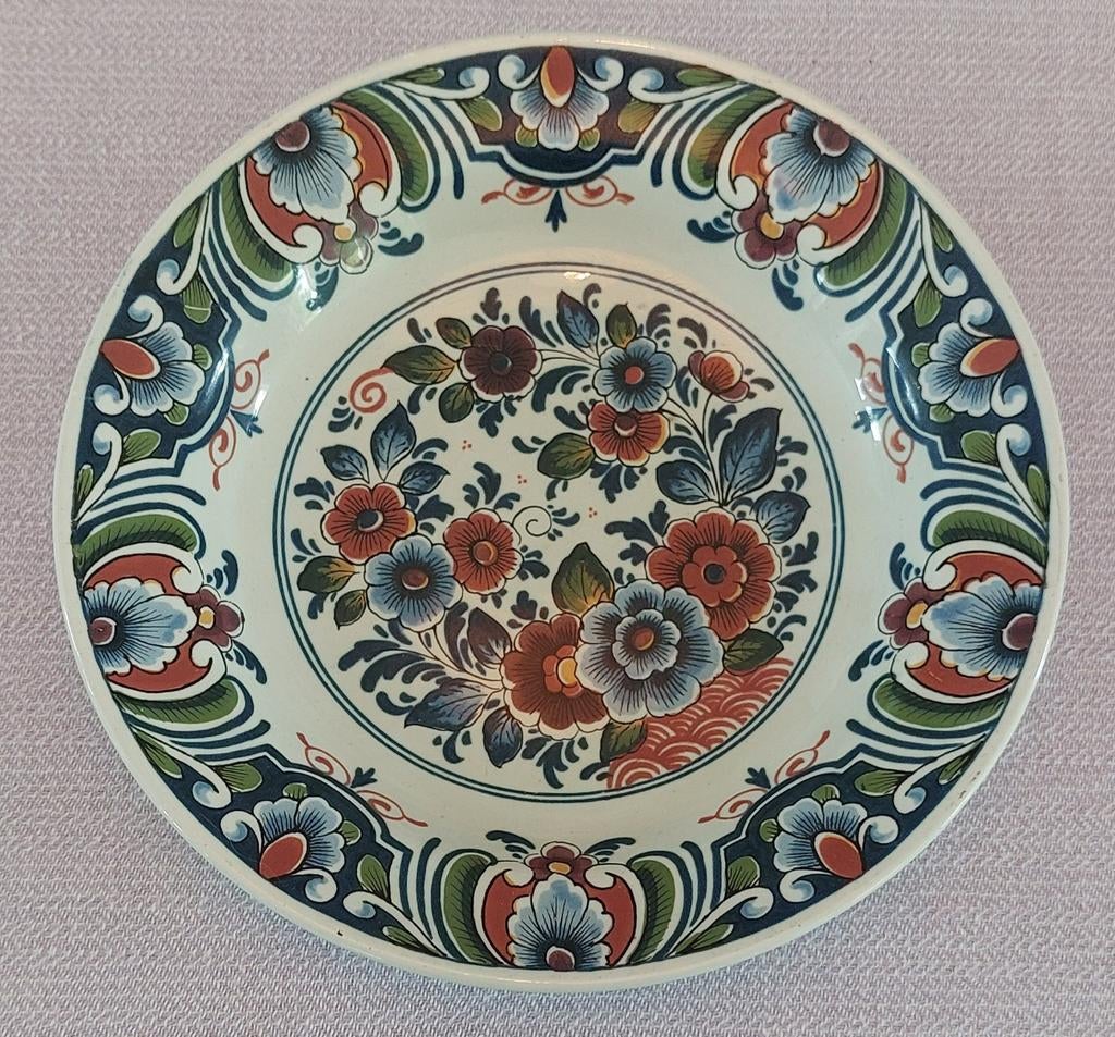 Vintage Delfts polychroom wandbord 18 cm kleurrijk!!, Antiek en Kunst, Ophalen of Verzenden