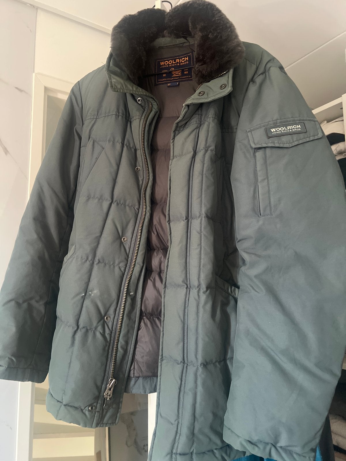 Woolrich Blizzard Jacket - Maat L - Groen, Ophalen of Verzenden, Gedragen, Maat 52/54 (L), Groen
