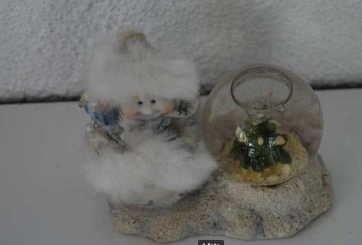 kerst sneeuwpop met kerstboom sneeuwbal mini decoratie, Ophalen of Verzenden, Zo goed als nieuw