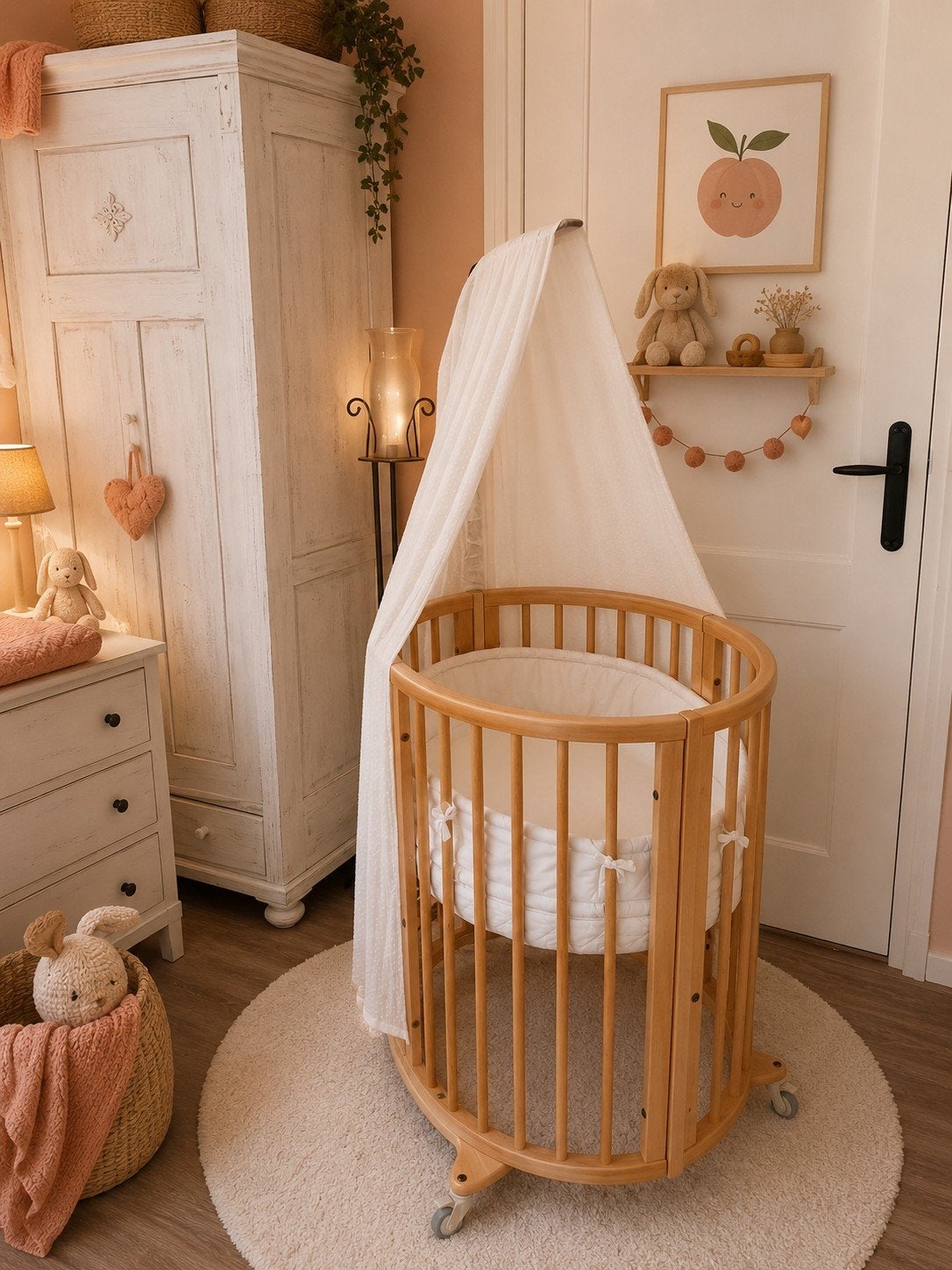 Prachtige Stokke Sleepi Wieg, Ledikantje Peuterbed houtkleur, Ophalen, Wieg