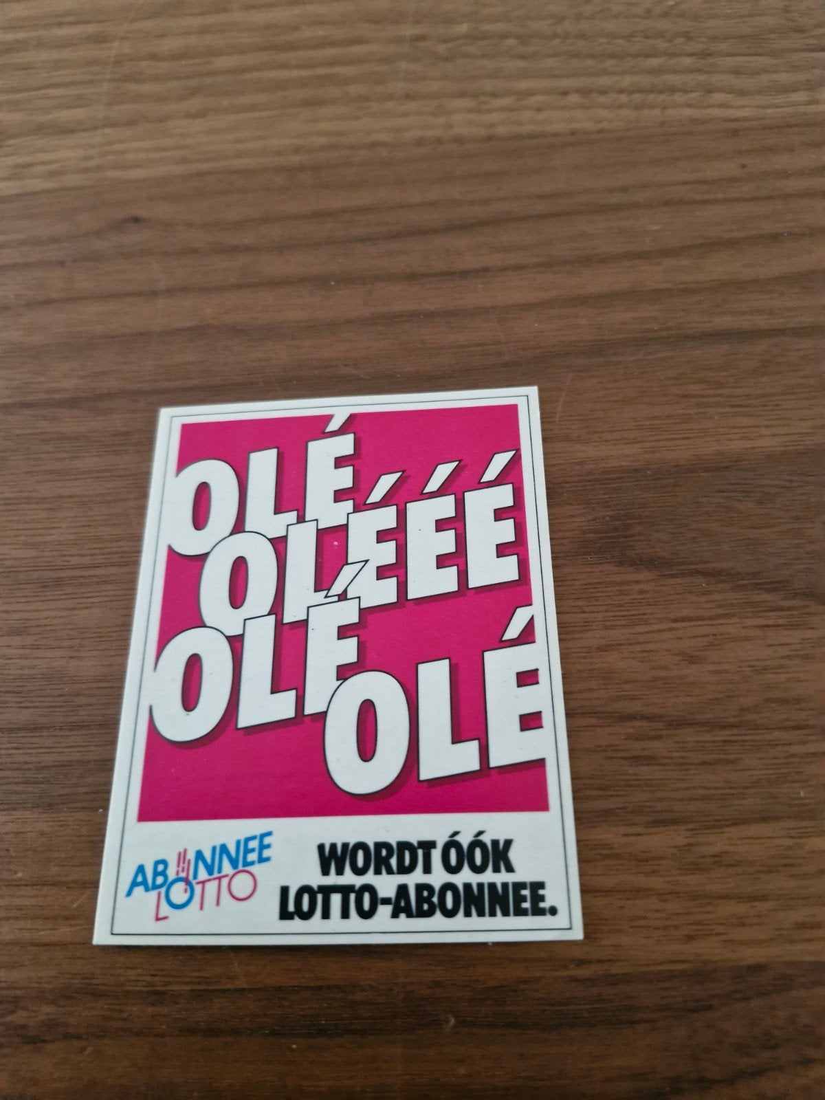 11994 Vintage Lotto Sticker "Olé Olééé Olé Olé" - 10x8 cm, Ophalen of Verzenden, Zo goed als nieuw, Overige typen