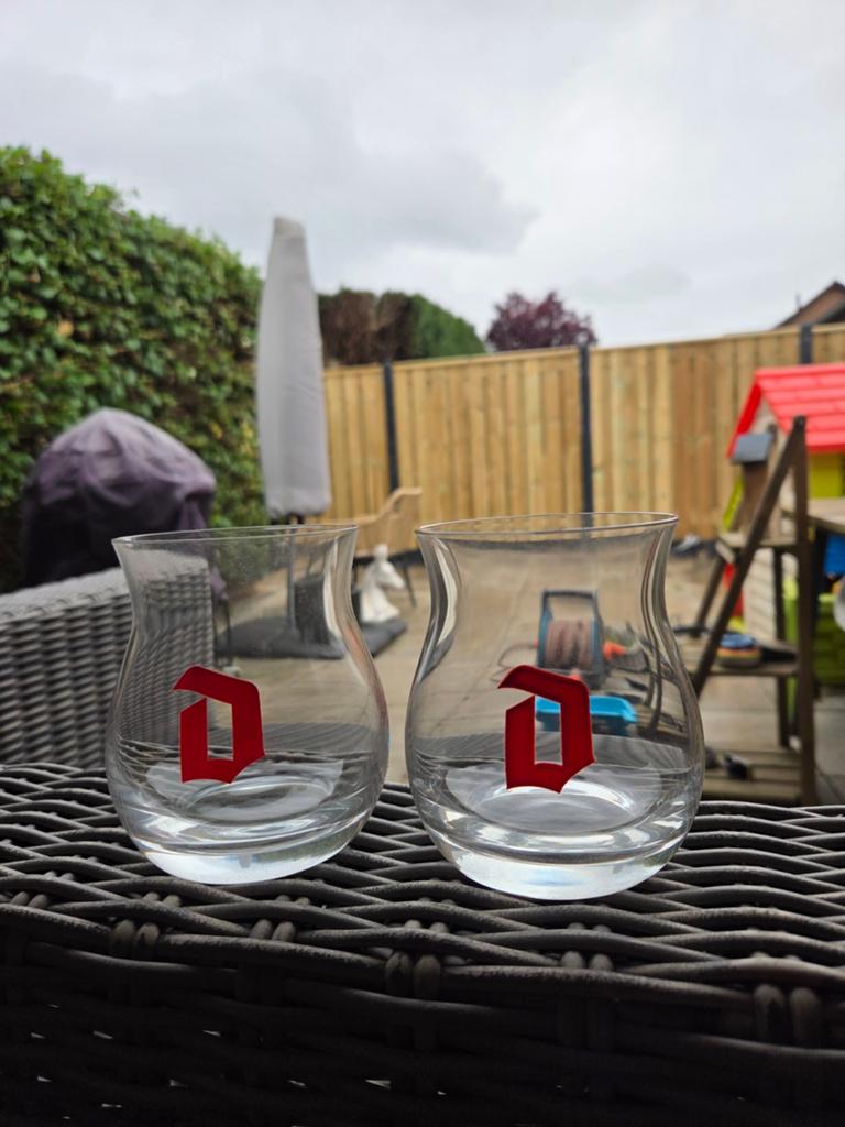 Duvel Barrel Aged bierglas, 2 stuks, Ophalen, Zo goed als nieuw, Bierglas
