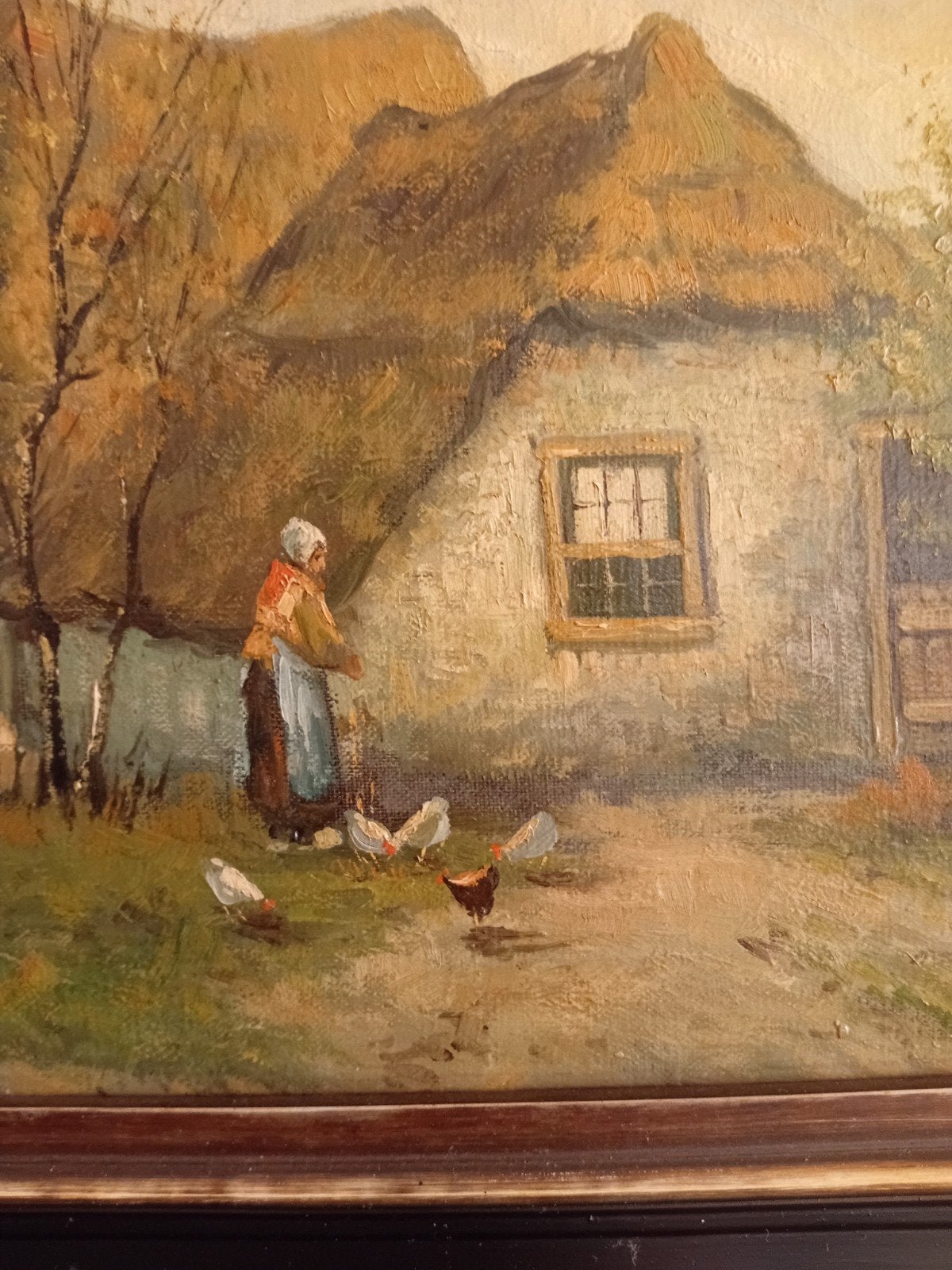 Oud Hollands Landschap met Boerderij en Kippen, Antiek en Kunst, Kunst | Schilderijen | Klassiek, Ophalen