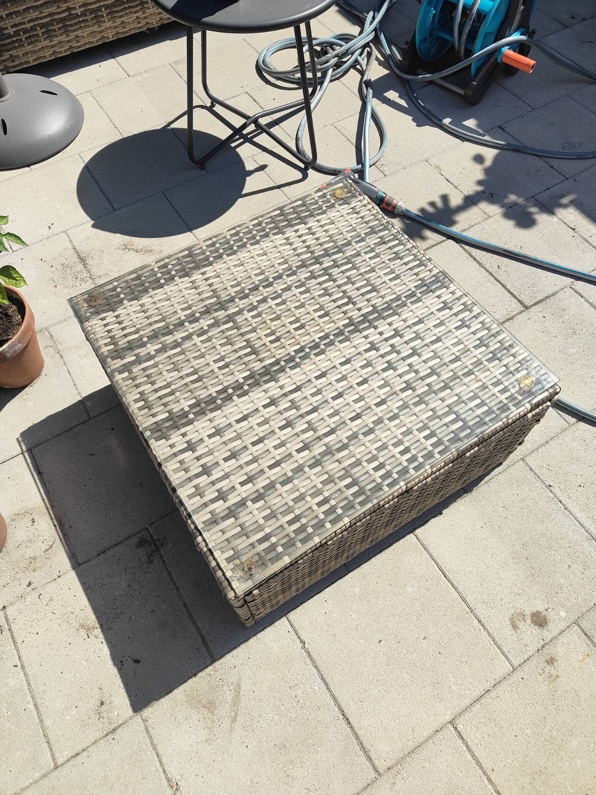 Lounge tafeltje tuin, Tuin en Terras, Ophalen, Gebruikt, Rechthoekig, Kunststof
