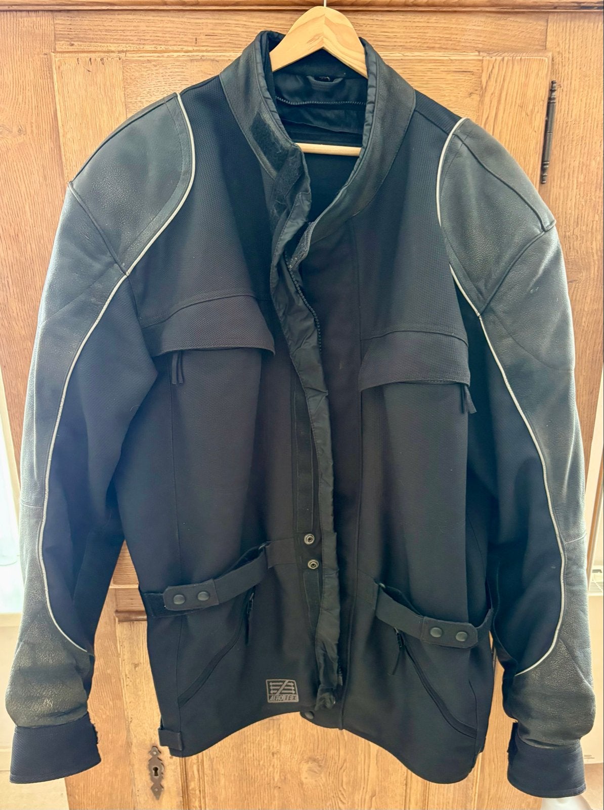 Motorjas textiel/leer XXL - Zwart met grijs, Motoren, Ophalen of Verzenden, Tweedehands, Heren, Jas | textiel