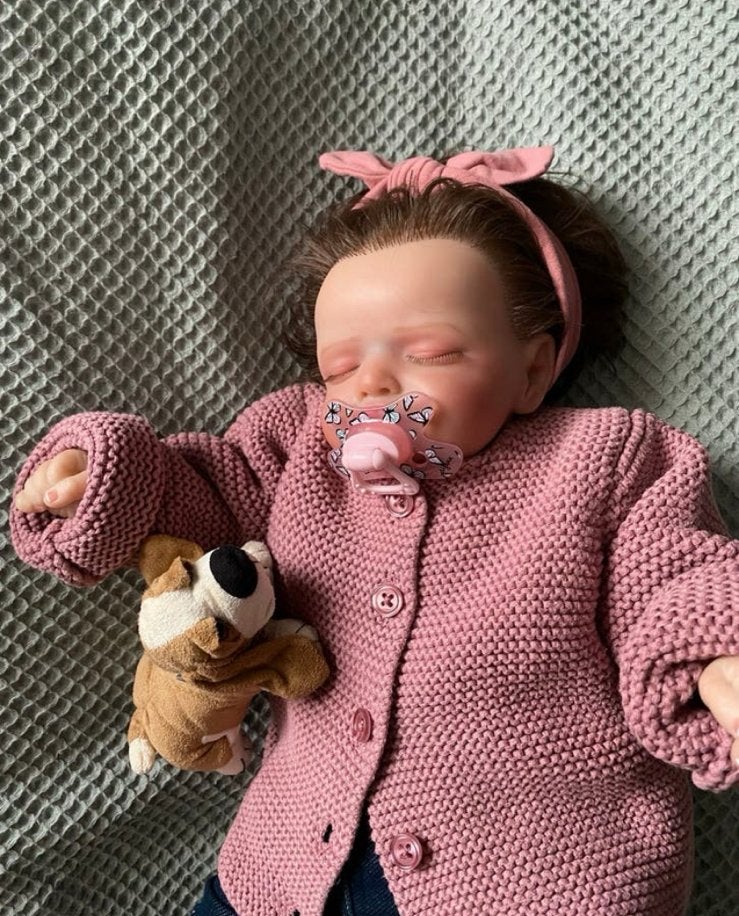 Realistisch Reborn baby meisje slapend 🌹, Verzenden, Zo goed als nieuw, Babypop, Levensecht of Reborn