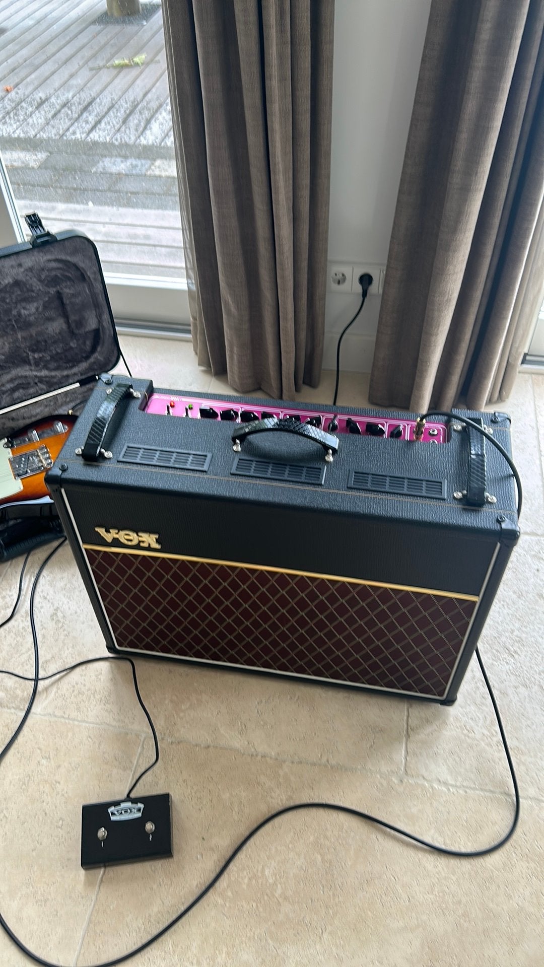 VOX AC30-C2X Alnico Blue met foot switch en hoes, Muziek en Instrumenten, Versterkers | Bas en Gitaar, Ophalen, Zo goed als nieuw