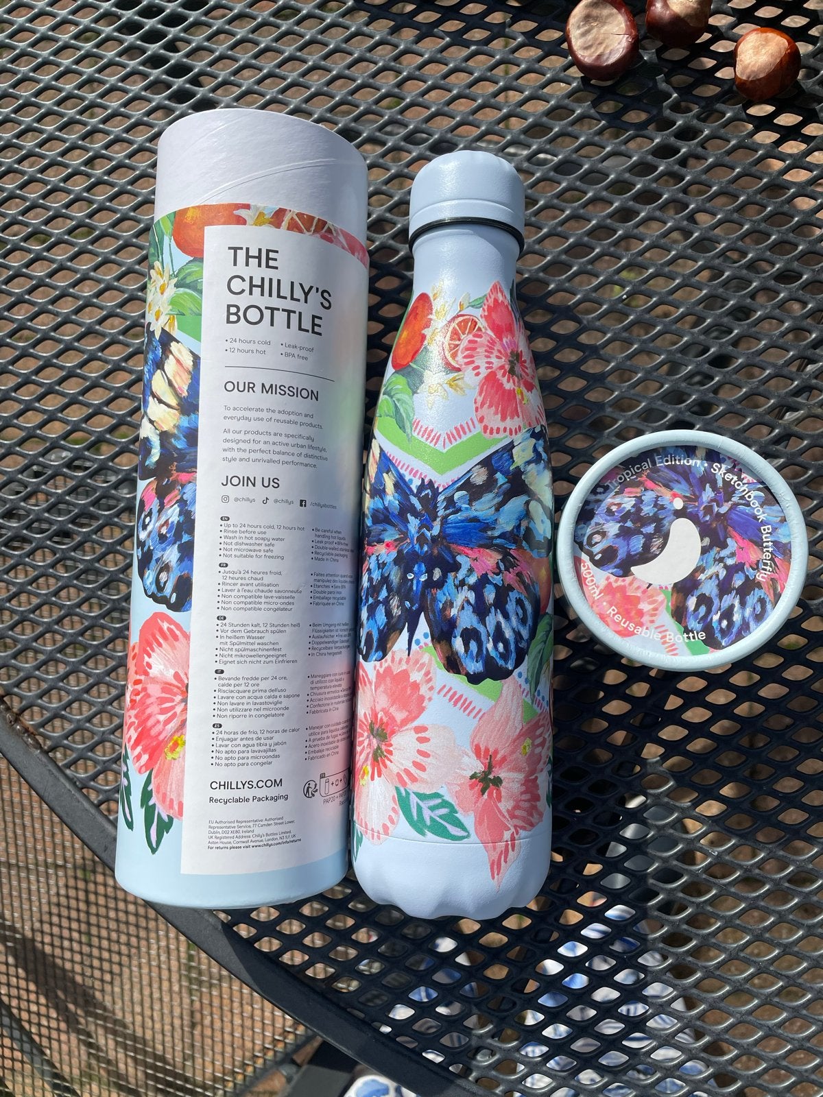 Chilly's geisoleerde drinkfles  serie Butterfly  500ml nieuw, Ophalen of Verzenden, Nieuw
