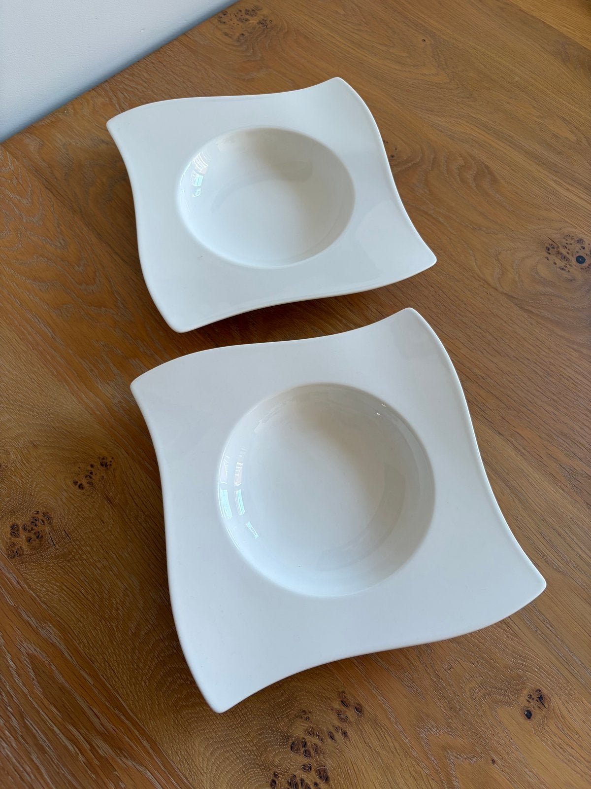 2 Villeroy & Boch NewWave soepborden, wit porselein, Villeroy & Boch, Ophalen of Verzenden, Zo goed als nieuw, Bord(en)