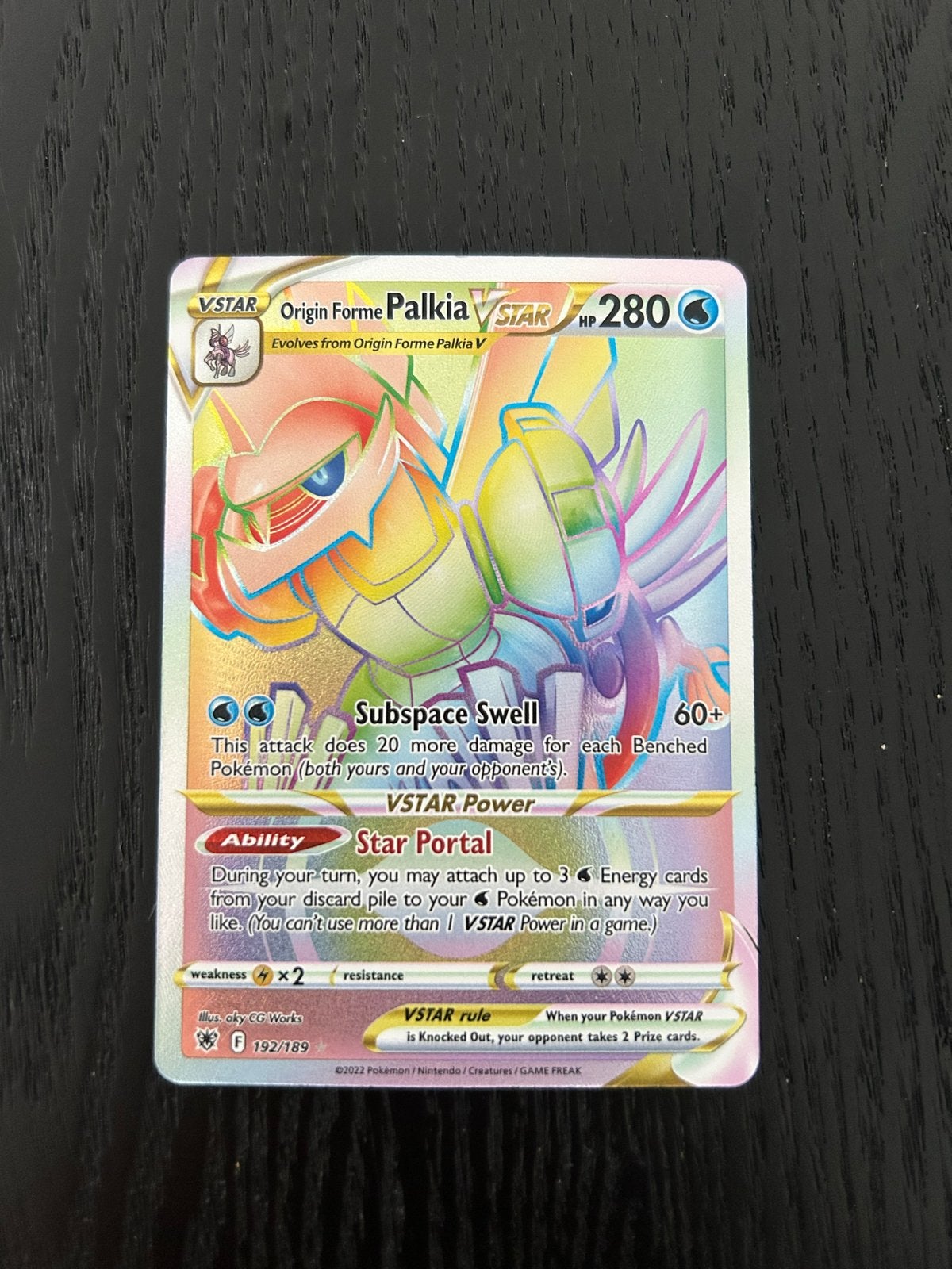 Palkia VSTAR 192/189 - Pokémon Kaart, Ophalen of Verzenden, Zo goed als nieuw, Losse kaart, Foil