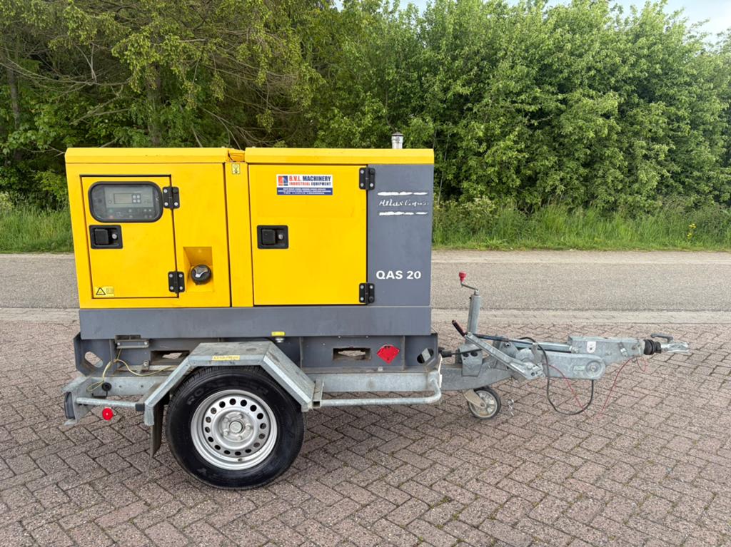 Atlas Copco QAS 20 kVA aggregaat generatorset aanhanger, Doe-het-zelf en Verbouw, Ophalen of Verzenden, Zo goed als nieuw, Dieselolie