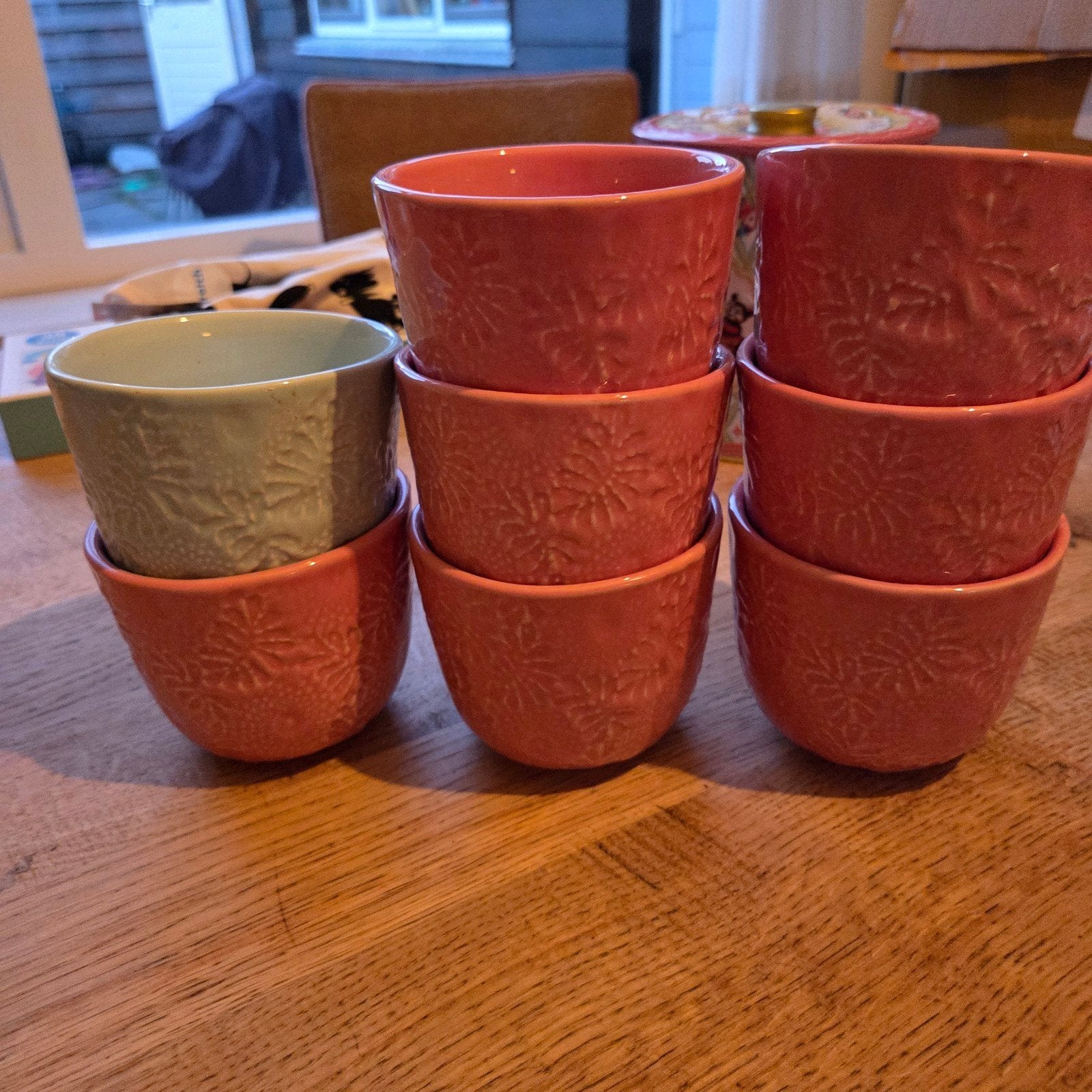 RICE melamine bekers, set van 8, koraal en mintgroen, Huis en Inrichting, Keuken | Servies, Kunststof, Gebruikt, Overige merken