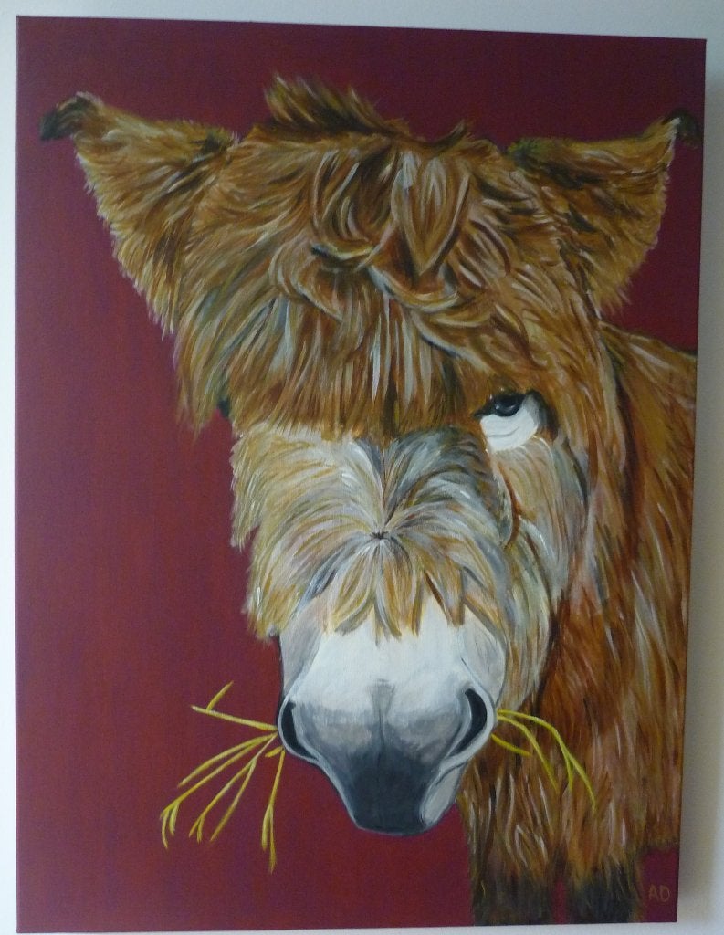 Ezel, Acrylverf, Handgeschilderd, Ophalen of Verzenden, Dieren