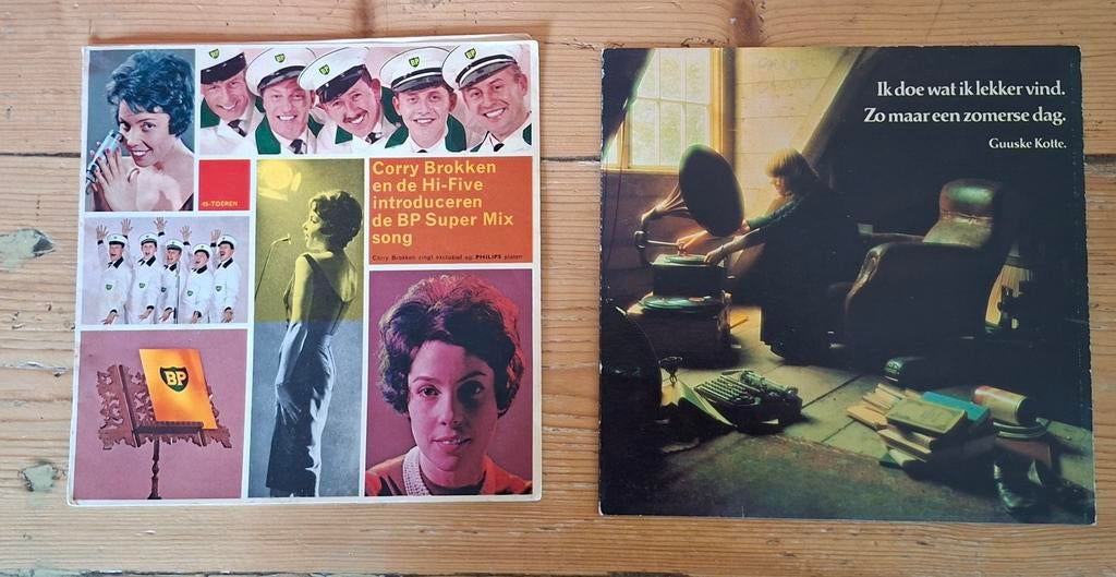 Reclame 2 dunne singles BP corry brokken/ coebergh drank, Verzamelen, Ophalen of Verzenden
