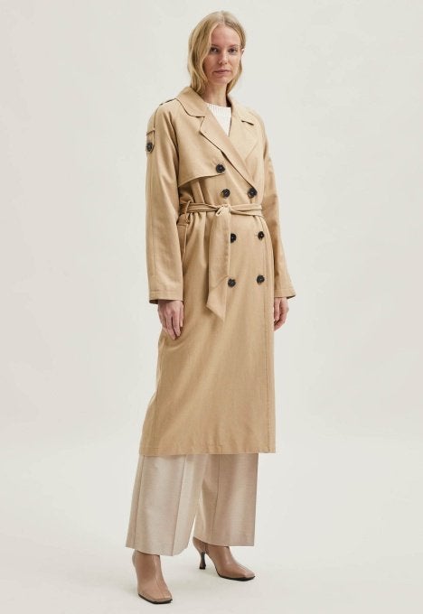 Beige Trenchcoat van Selected Femme maat 42, Beige, Ophalen of Verzenden, Zo goed als nieuw, Maat 42/44 (L)