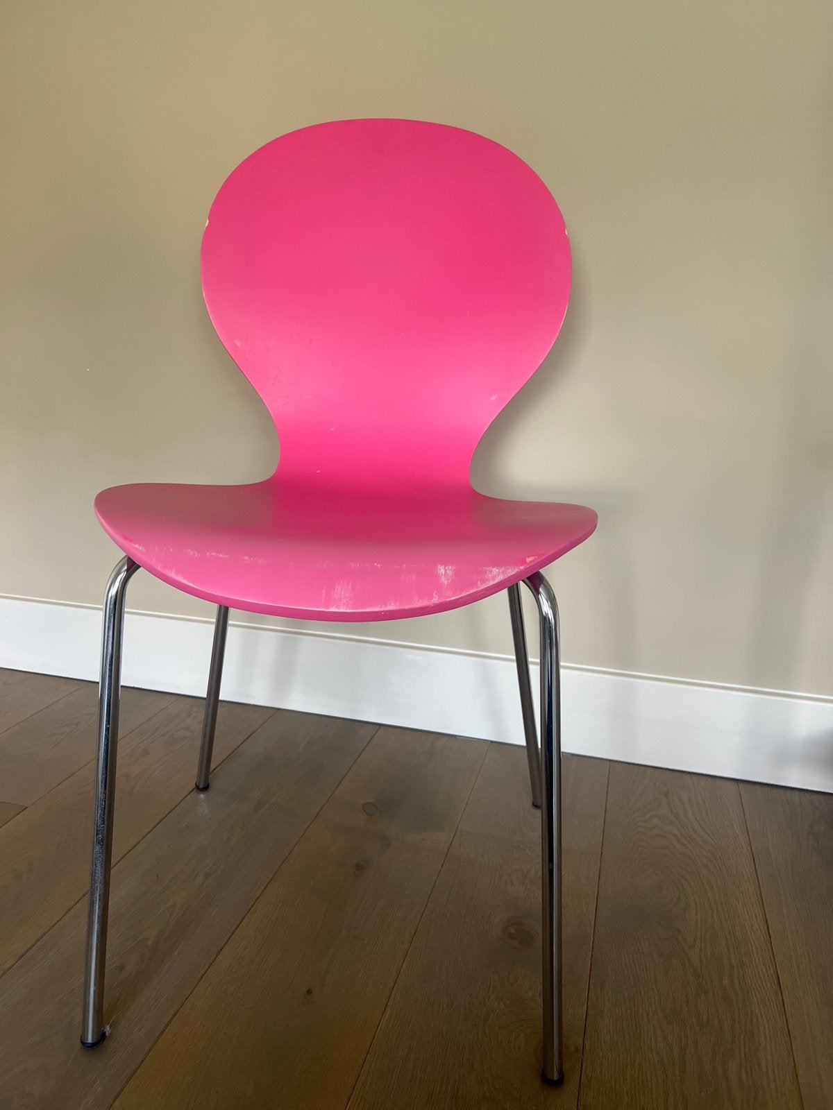 Roze IKEA stoel met metalen poten, Ophalen, Gebruikt, Overige kleuren, Metaal