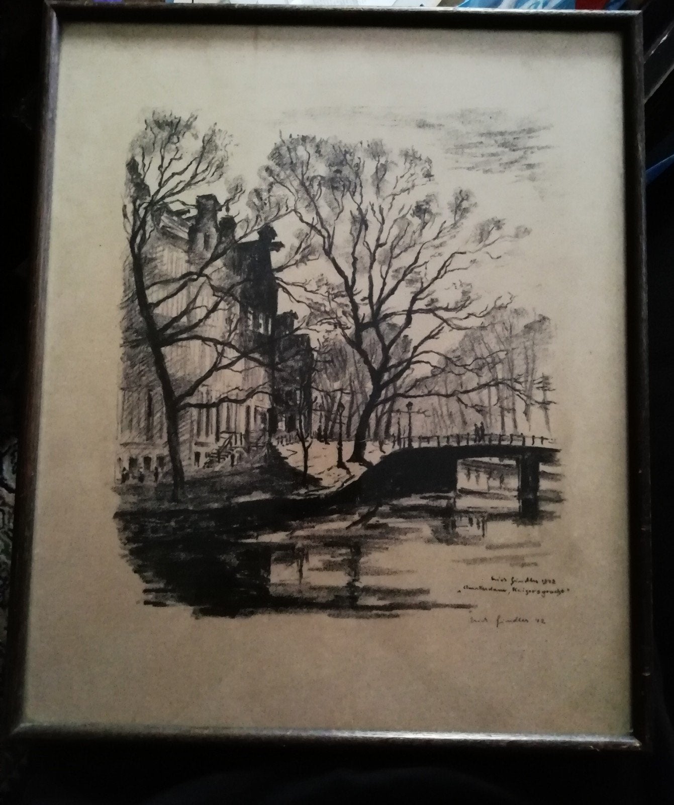 Tekening Ernst Findler - Keizersgracht Amsterdam 1942, Ophalen of Verzenden