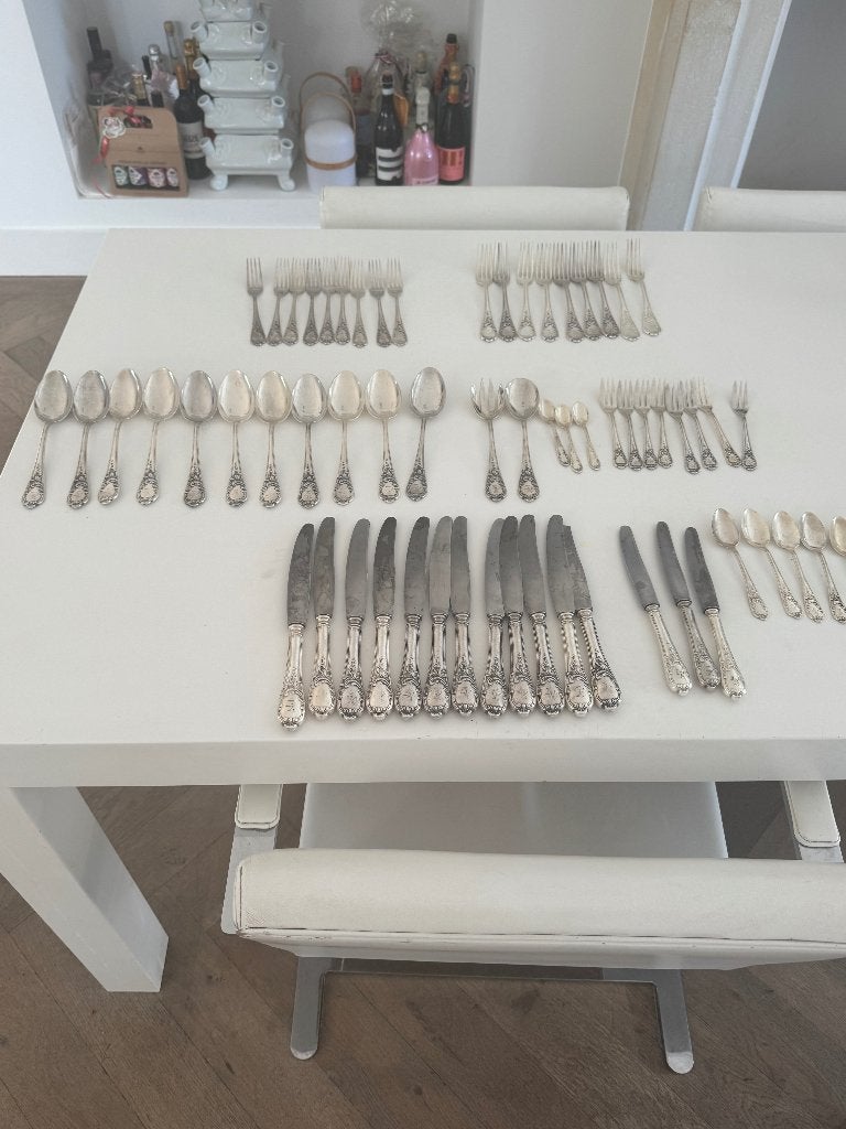 Verzilverd bestek 63 delig, Antiek en Kunst, Ophalen