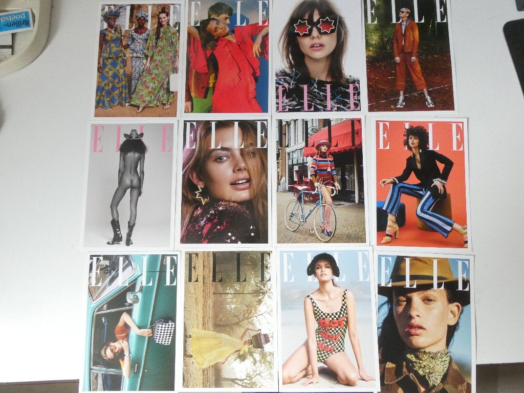 12 modefoto's ELLE, Ophalen of Verzenden, Zo goed als nieuw, Overige typen
