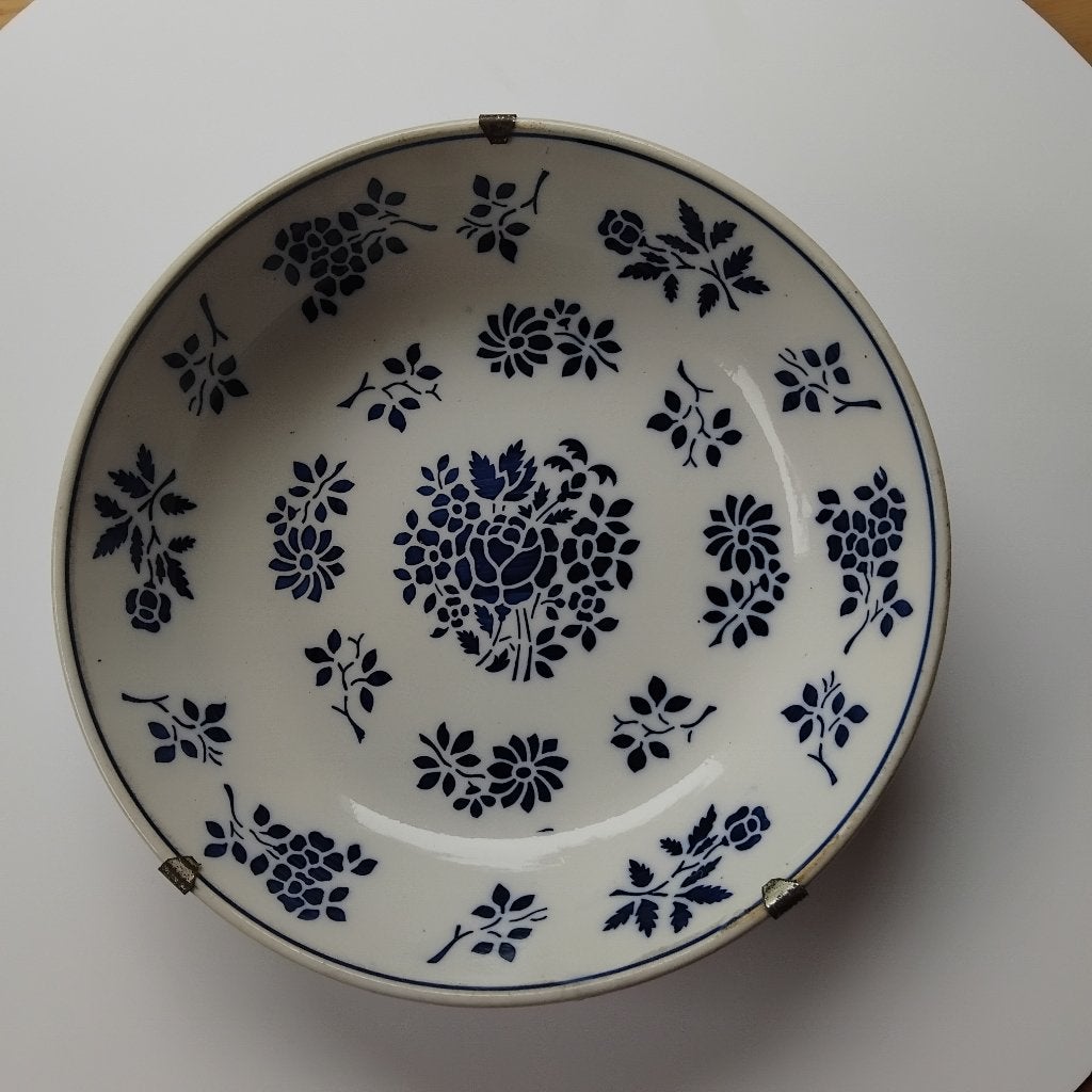 Blauw wit bloemmotief, oude schaal, Antiek en Kunst, Ophalen of Verzenden