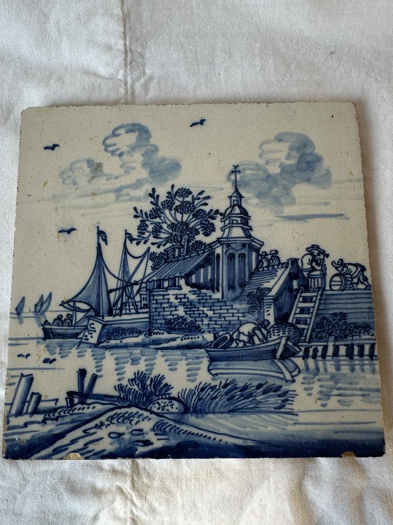 Zeldzame antieke blauwe tegel Delft Anthonie Waterloo, Verzenden