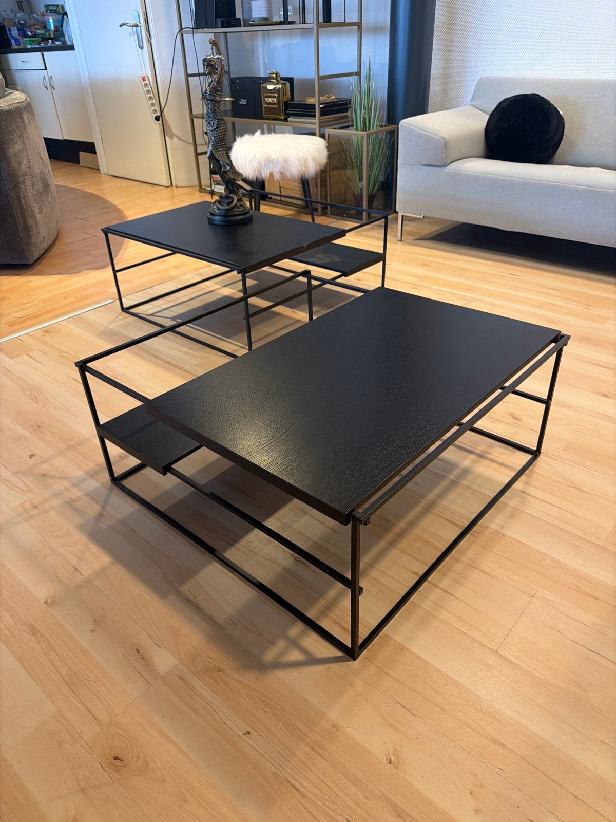 Salontafel Passé Partout - Zwart metaal en hout, Huis en Inrichting, Zo goed als nieuw, Metaal, 50 tot 100 cm, Ophalen of Verzenden