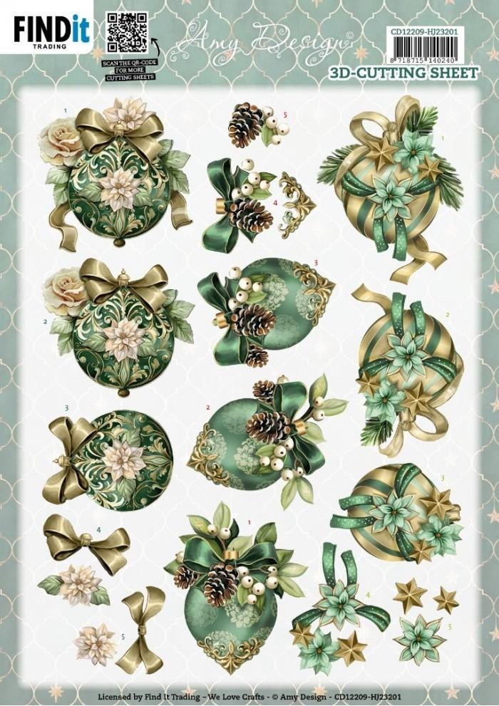 Amy Design CD12209 Enchanting Christmas Baubles 3D knipvel, Kerst, ., Nieuw, Ophalen of Verzenden