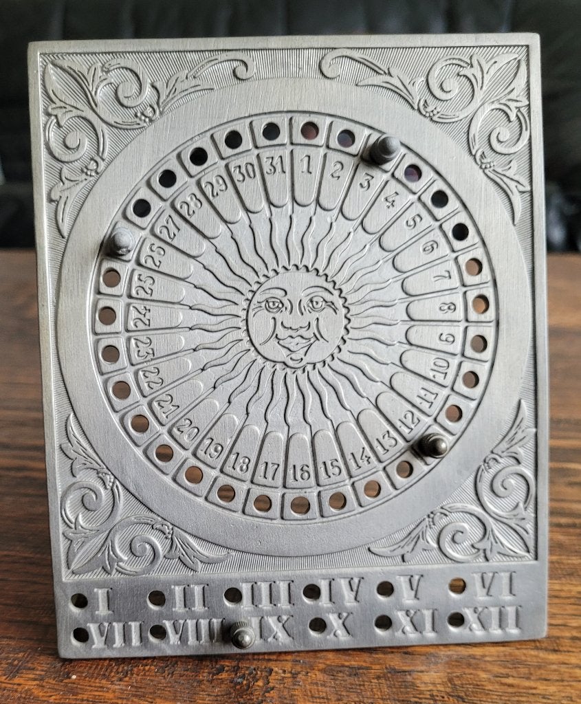 Eeuwigdurende kalender van tin Block Zinn, Antiek en Kunst, Ophalen of Verzenden