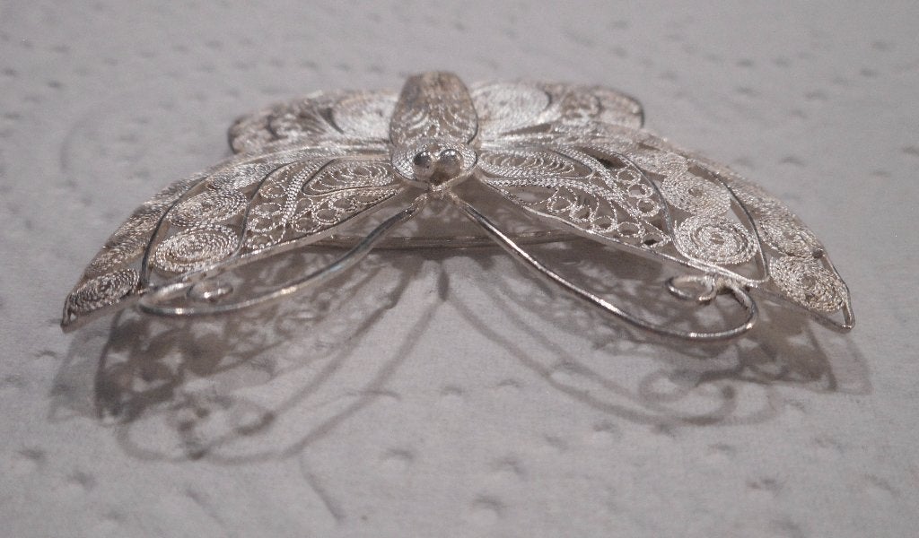 Zilveren vintage vlinder broche nr.542, 4 tot 7 cm, Verzenden, Zo goed als nieuw, Zilver