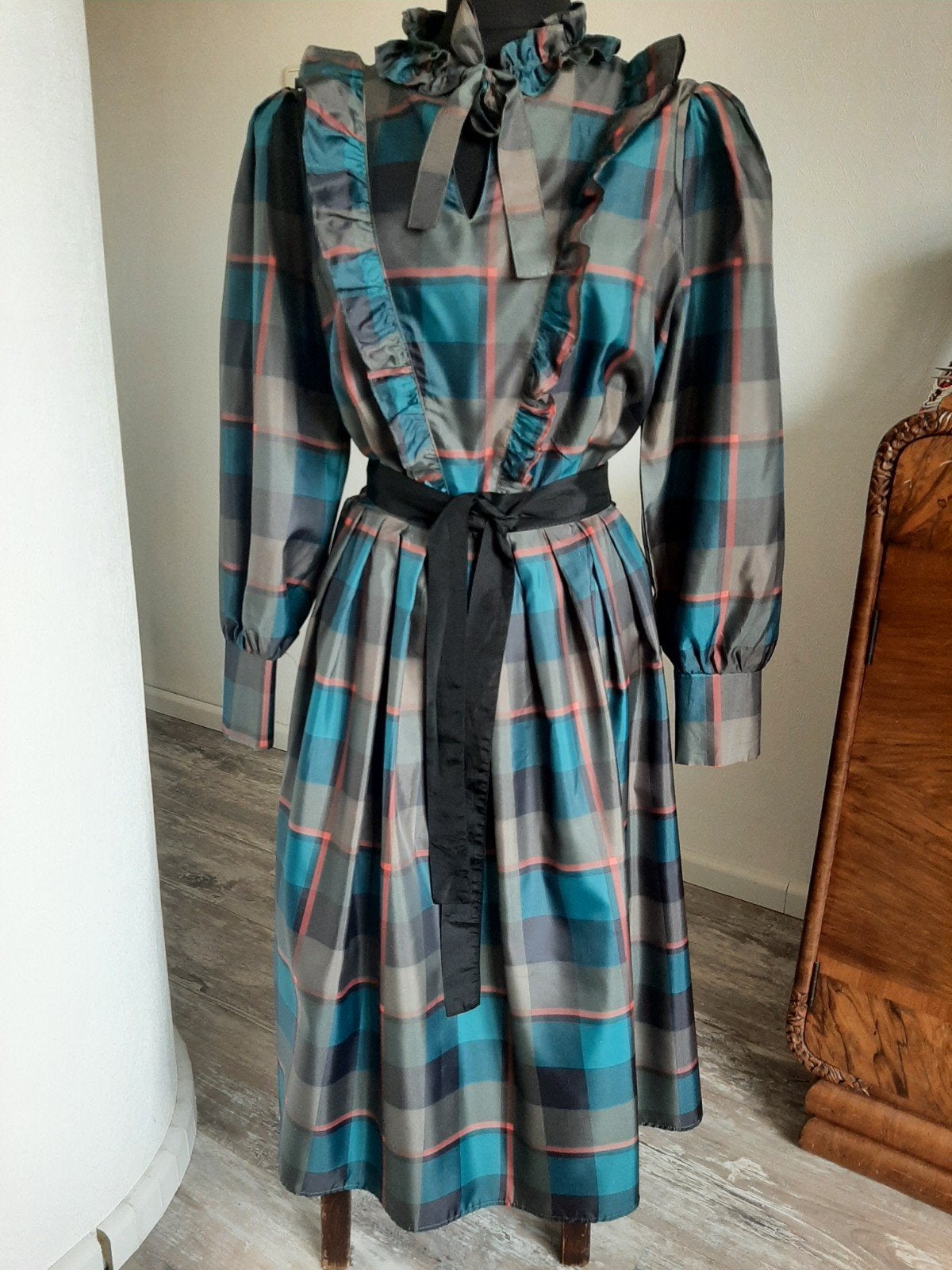 Vintage prairie jurk, Blauw, Maat 42/44 (L), Ophalen of Verzenden, Zo goed als nieuw